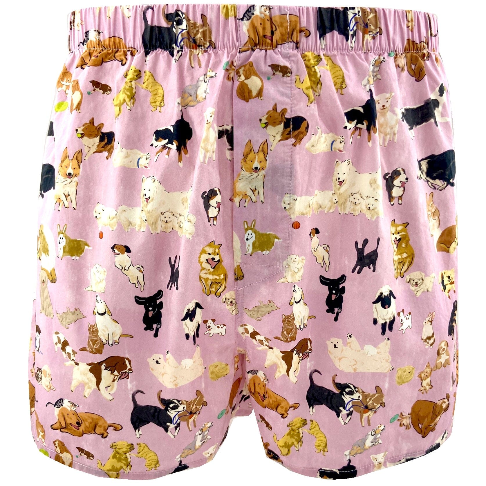 Men's Light Pink Cat & Dogs Pet Lovers Themed Boxer Shorts Underwear
