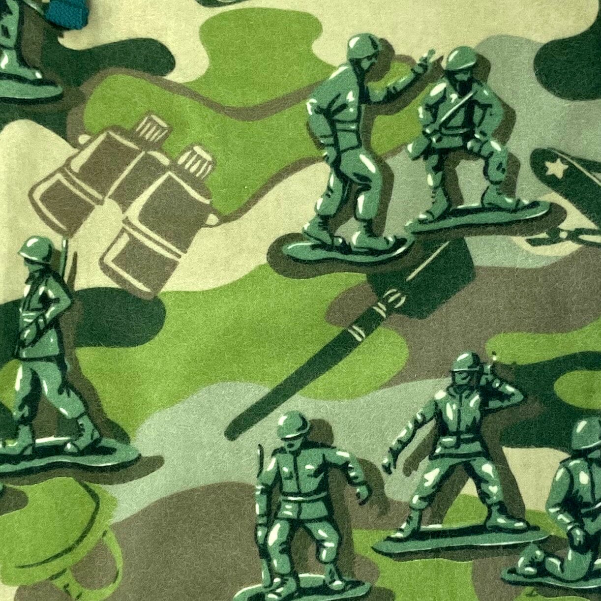 Men's Little Green Army Toy Soldiers Patterned Long Flannel PJ Bottoms