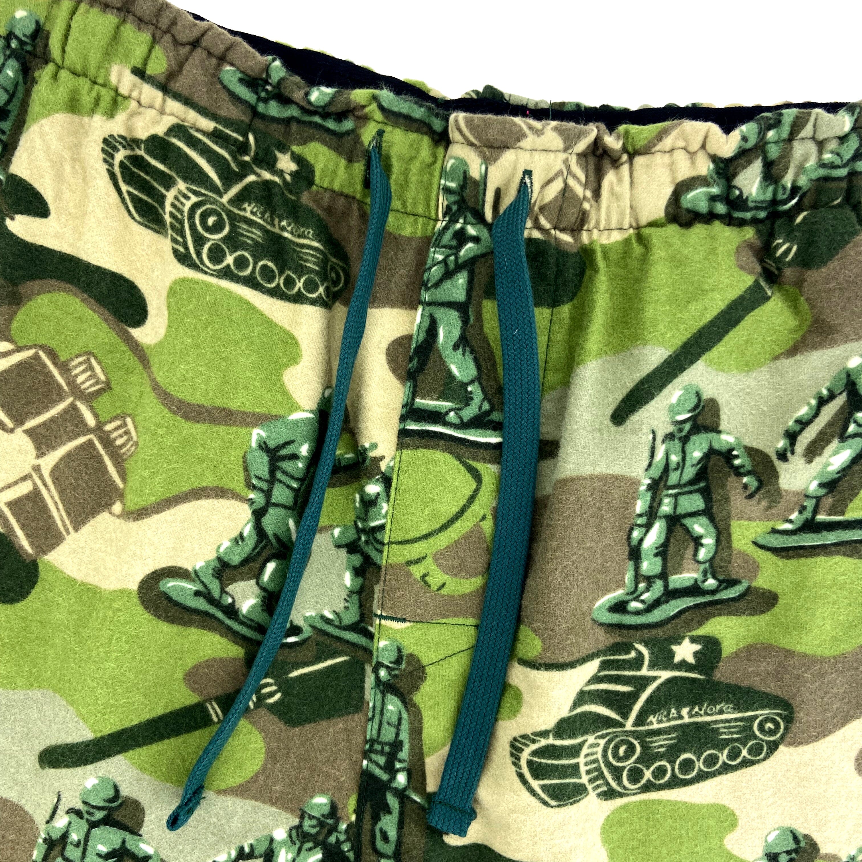 Men's Little Green Army Toy Soldiers Patterned Long Flannel PJ Bottoms