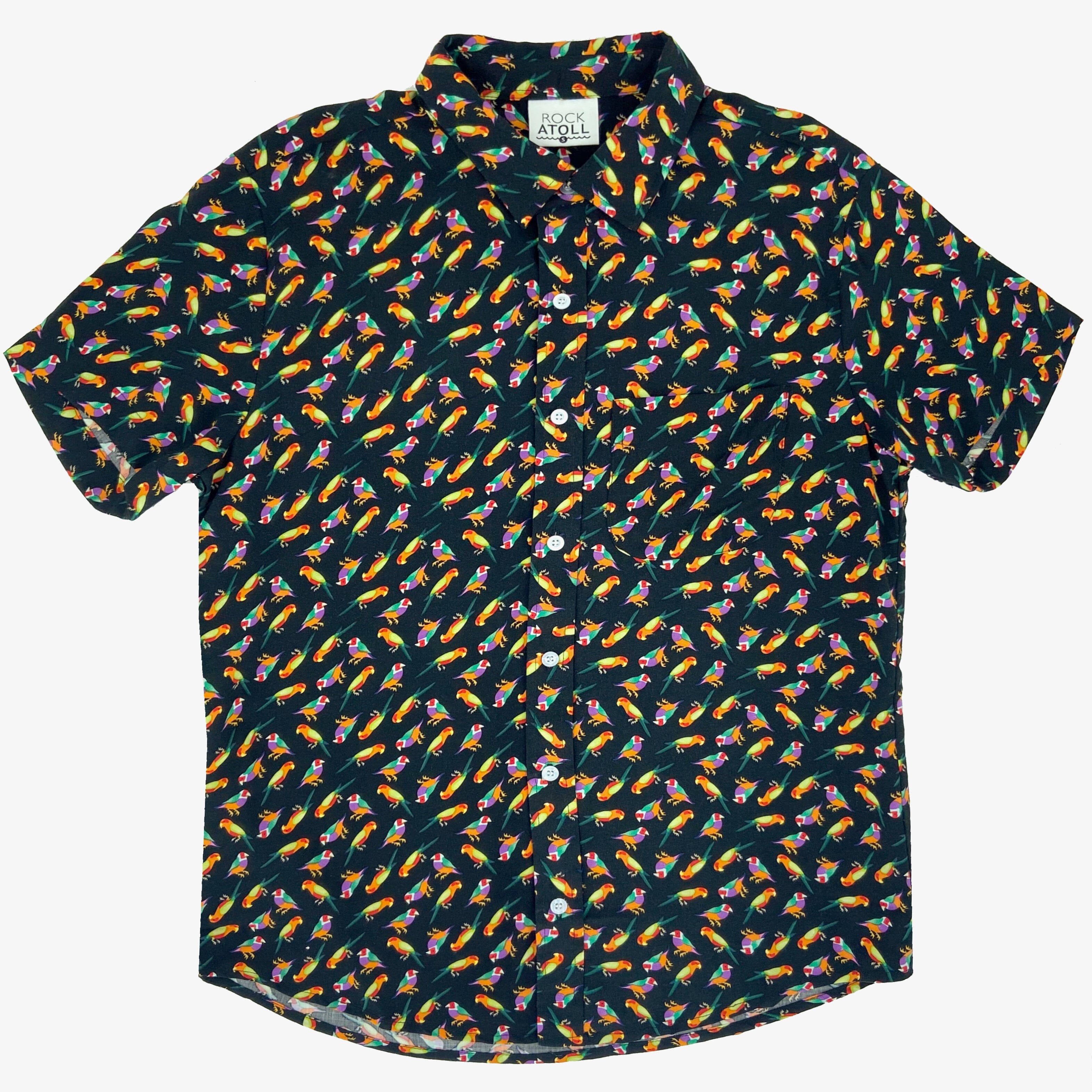 Men's Tropical Lovebirds Patterned Ultra Soft Hawaiian Shirt Tee