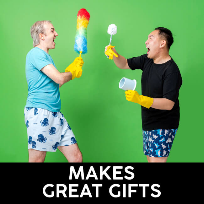 Shop Gifts for Him. Fun Gag Gifts for Men. Boxer Shorts that Are Not Boring. Sleep Pajama Shorts for Dudes. Shop Presents for Men. What to buy Your Boyfriend, Husband, Grandpa, Dad, Uncle, Brother or Friend