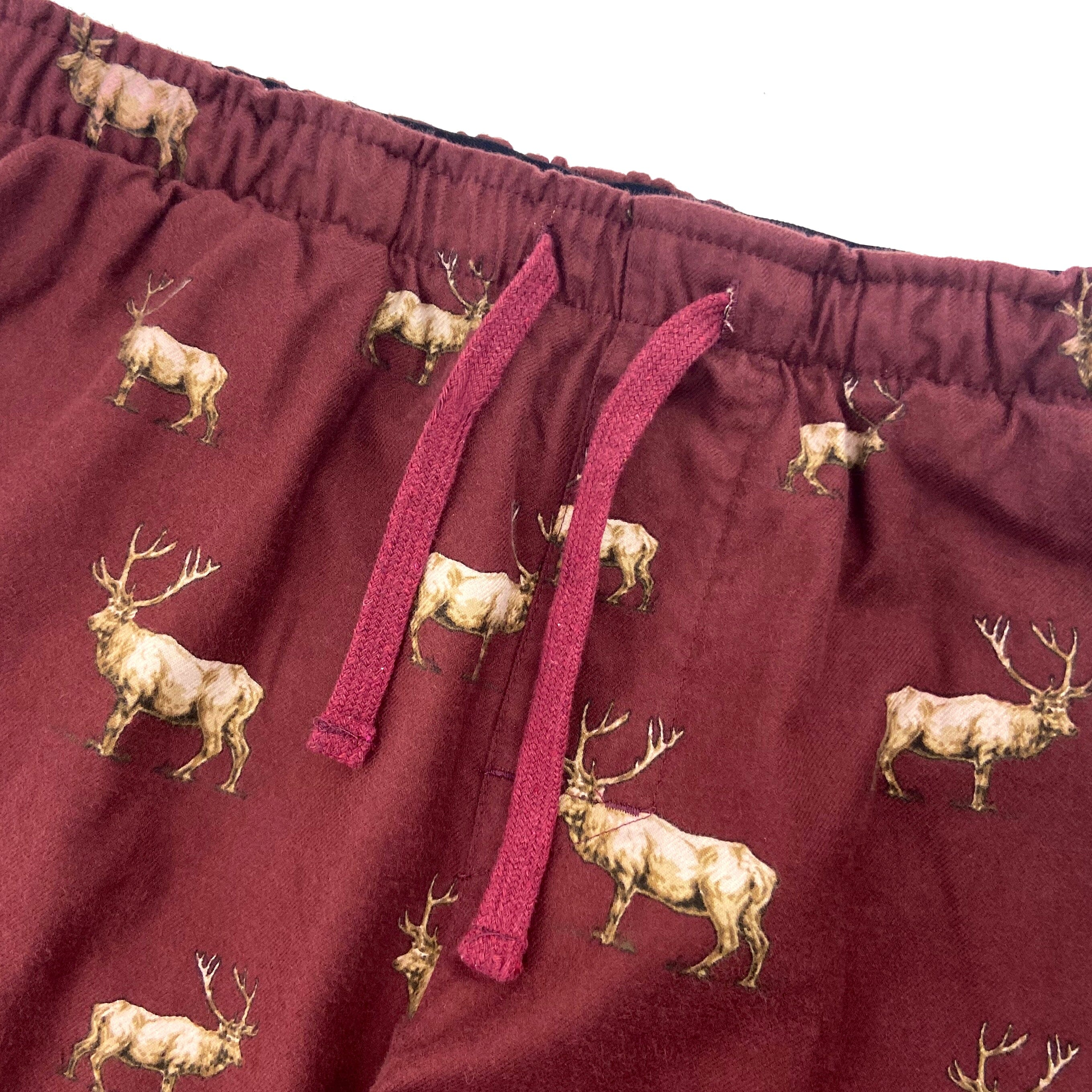 Men's Elk Deer Moose All Over Print Thick Cotton Long PJ Pajama Bottoms