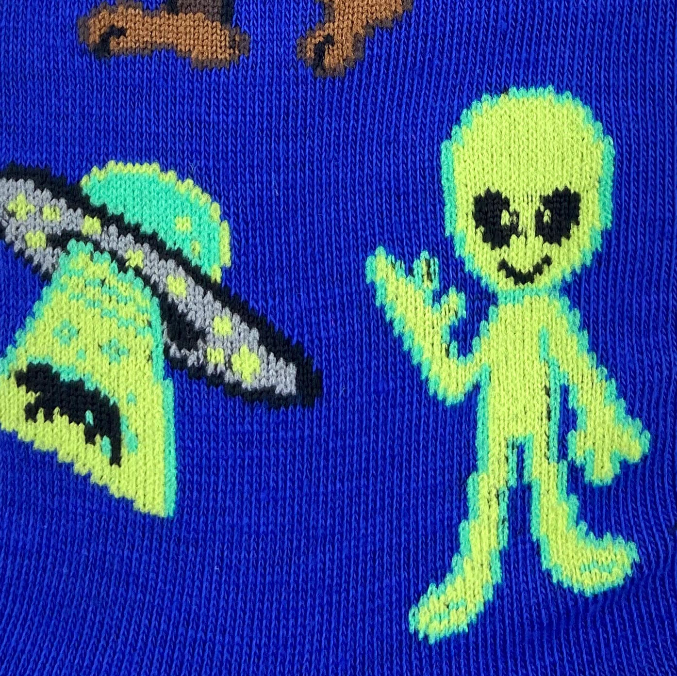 Mythical Bigfoot Aliens Loch Ness Monster and UFO Novelty Socks