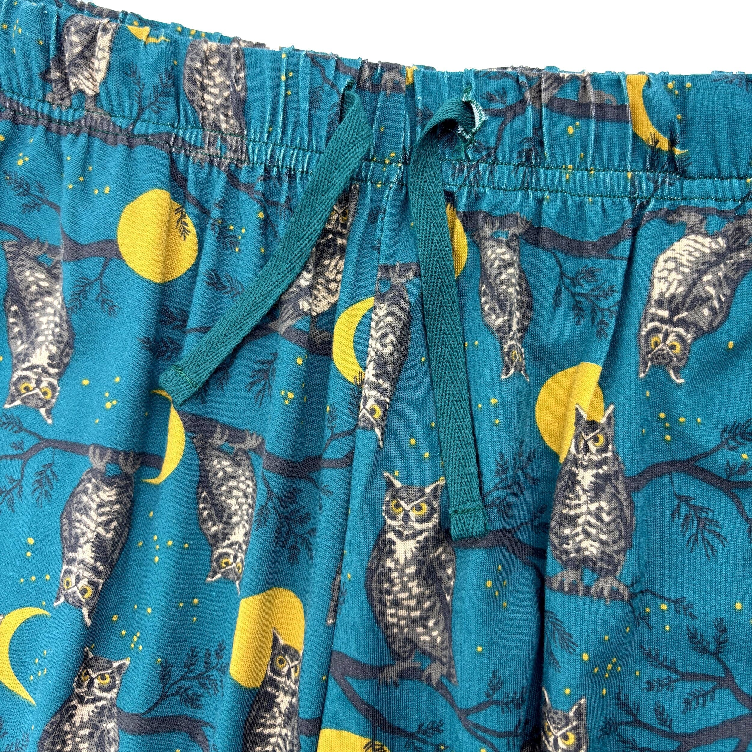 Men's Owl Bird Against a Moon Lit Night Sky Print Cotton Pajama Pants
