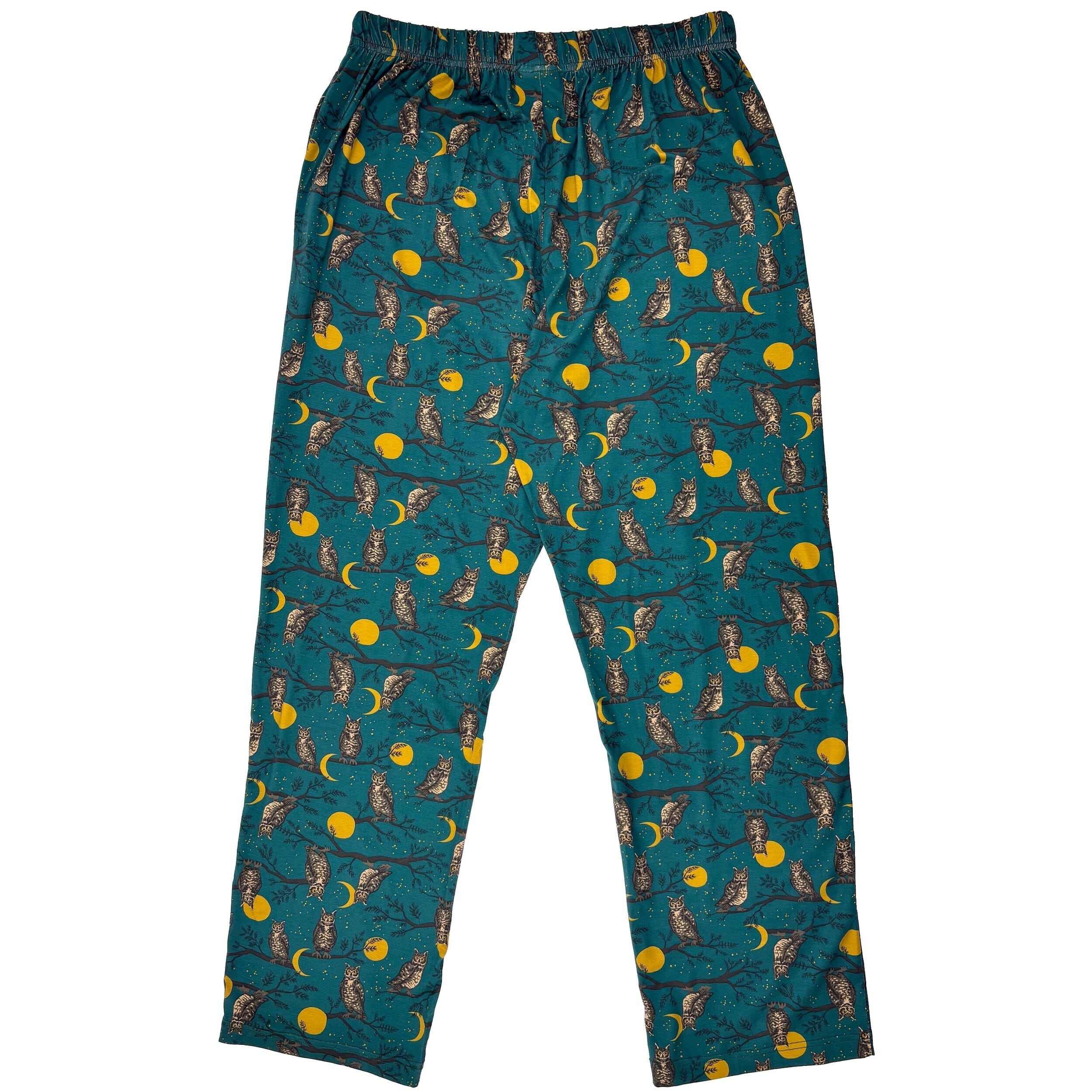 Men's Owl Bird Against a Moon Lit Night Sky Print Cotton Pajama Pants