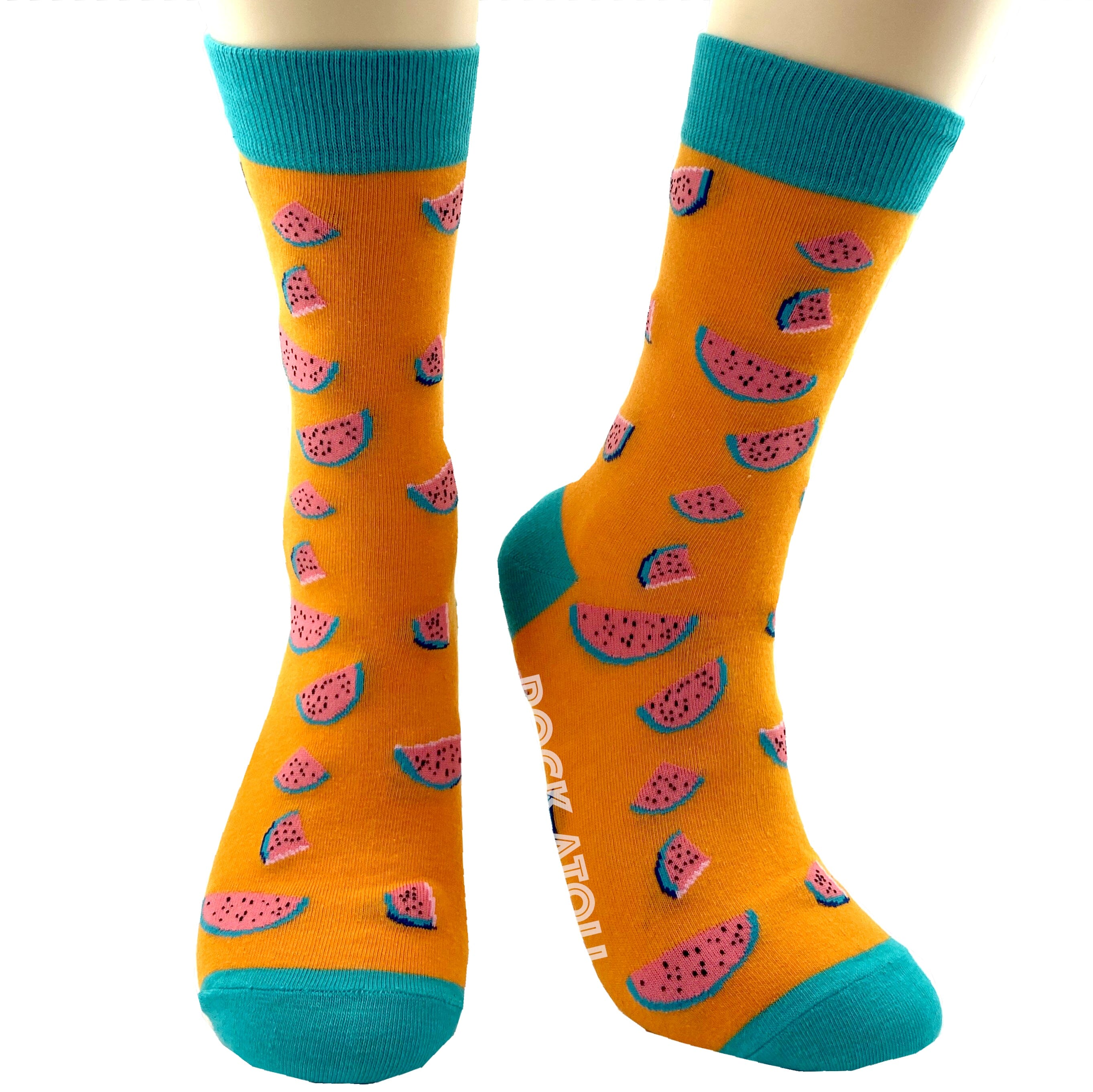 Bright Orange Tropical Fruit Juicy Watermelon All Over Print Socks