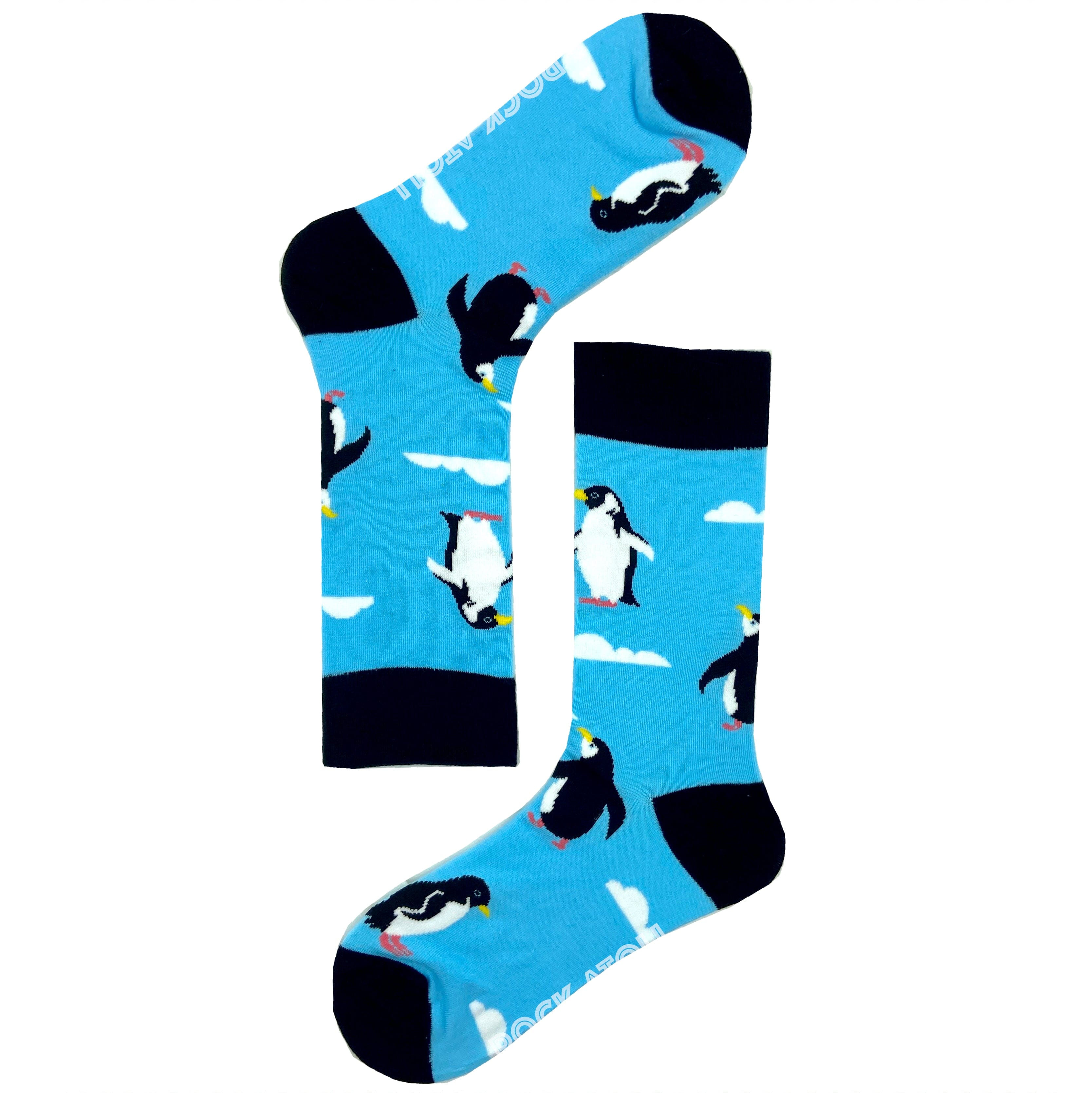 Adorable Women's Penguin and Blue Skies All Over Pattern Novelty Socks