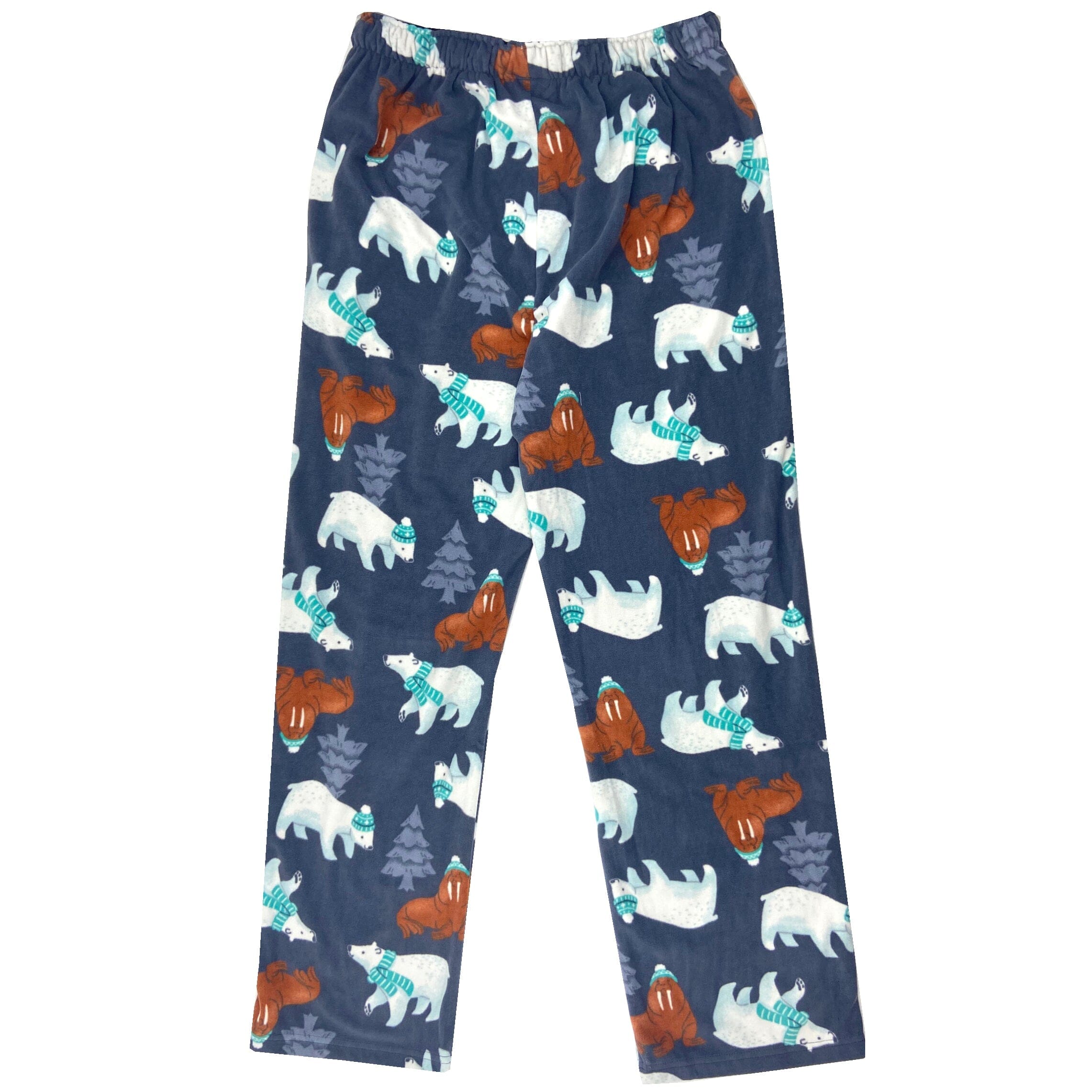 Men's Fun Polar Bear & Walrus All Over Print Long Fleece Pajama Pants