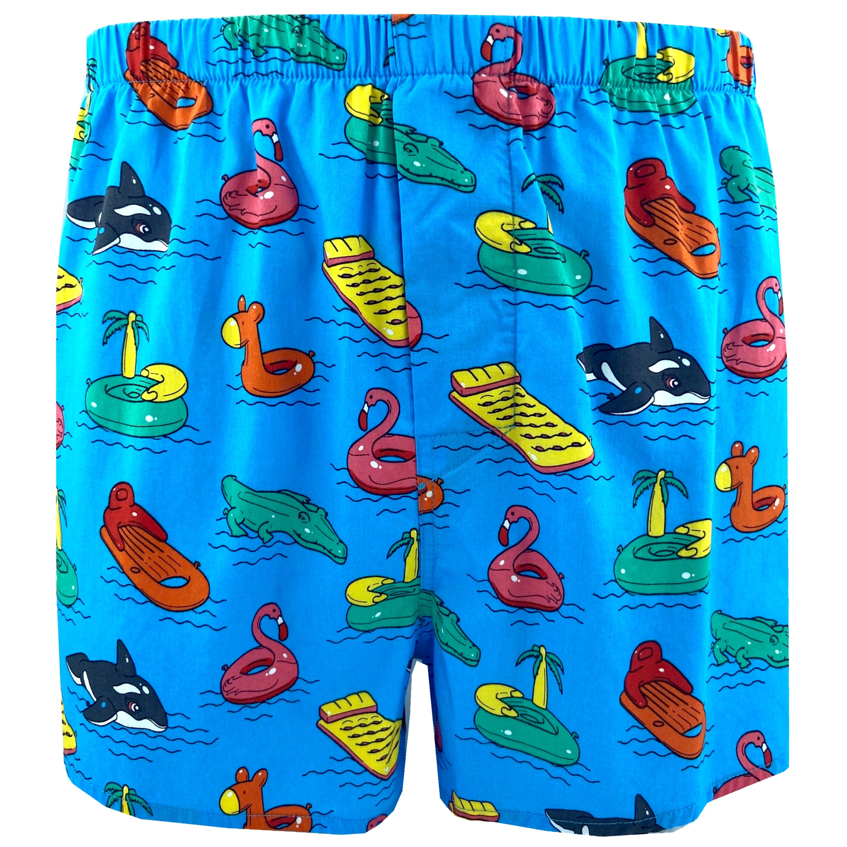 Men's Summer Beach Party Flamingo Pool Float Patterned Boxer Shorts 