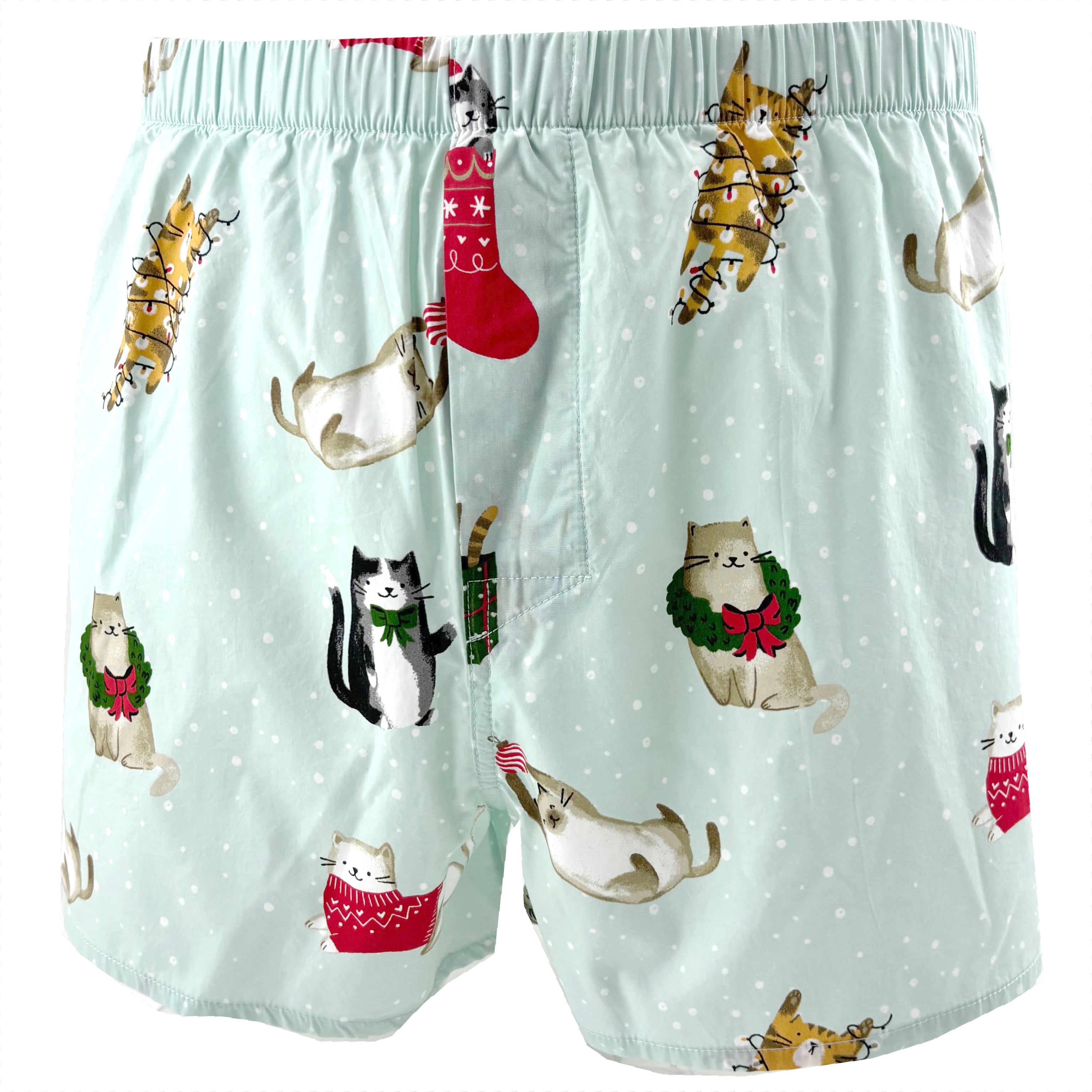 Christmas Themed Kitty Cats Surrounded by Xmas Ornaments Boxer Shorts