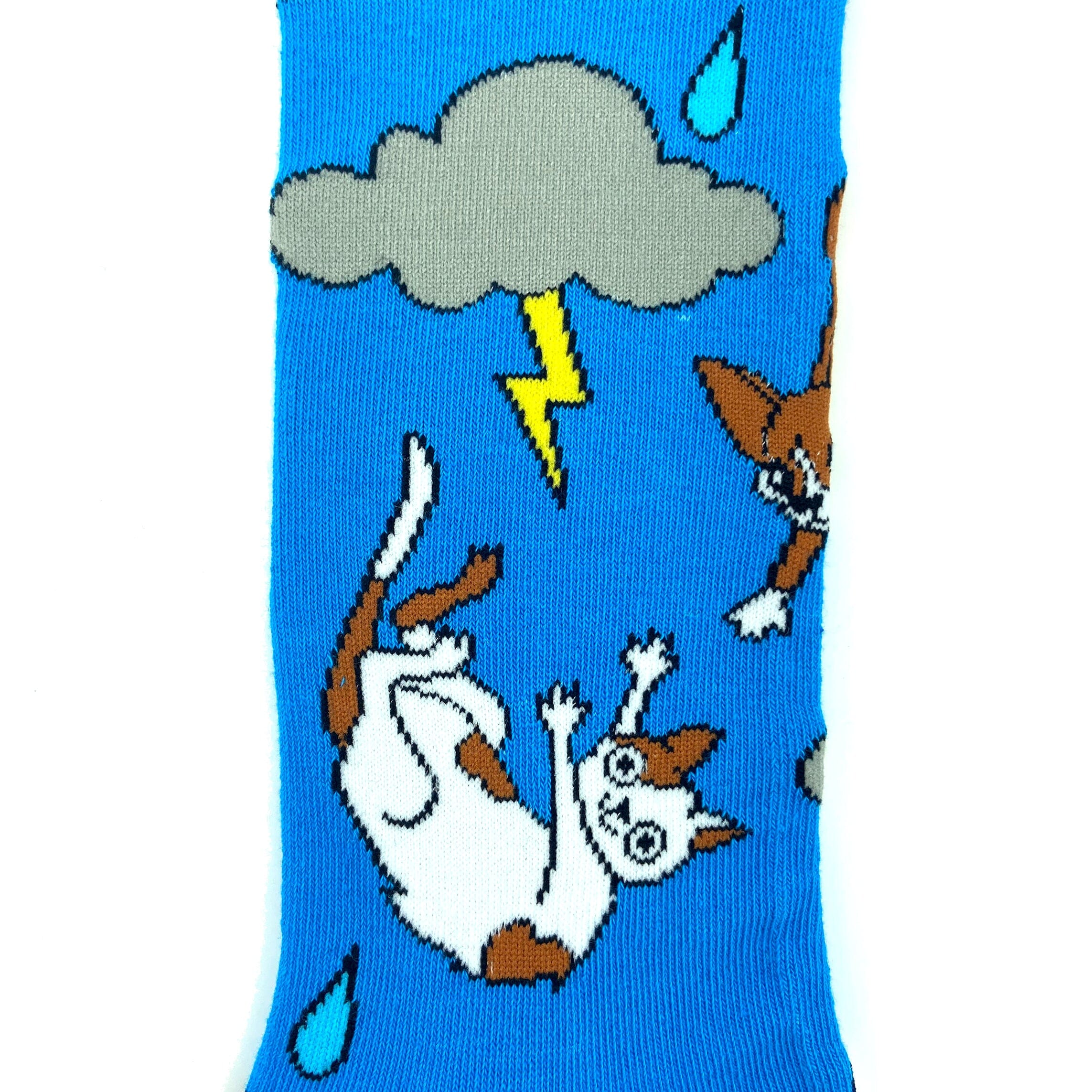 Unisex Blue Pet Lovers Raining Cats & Dogs Patterned Novelty Socks