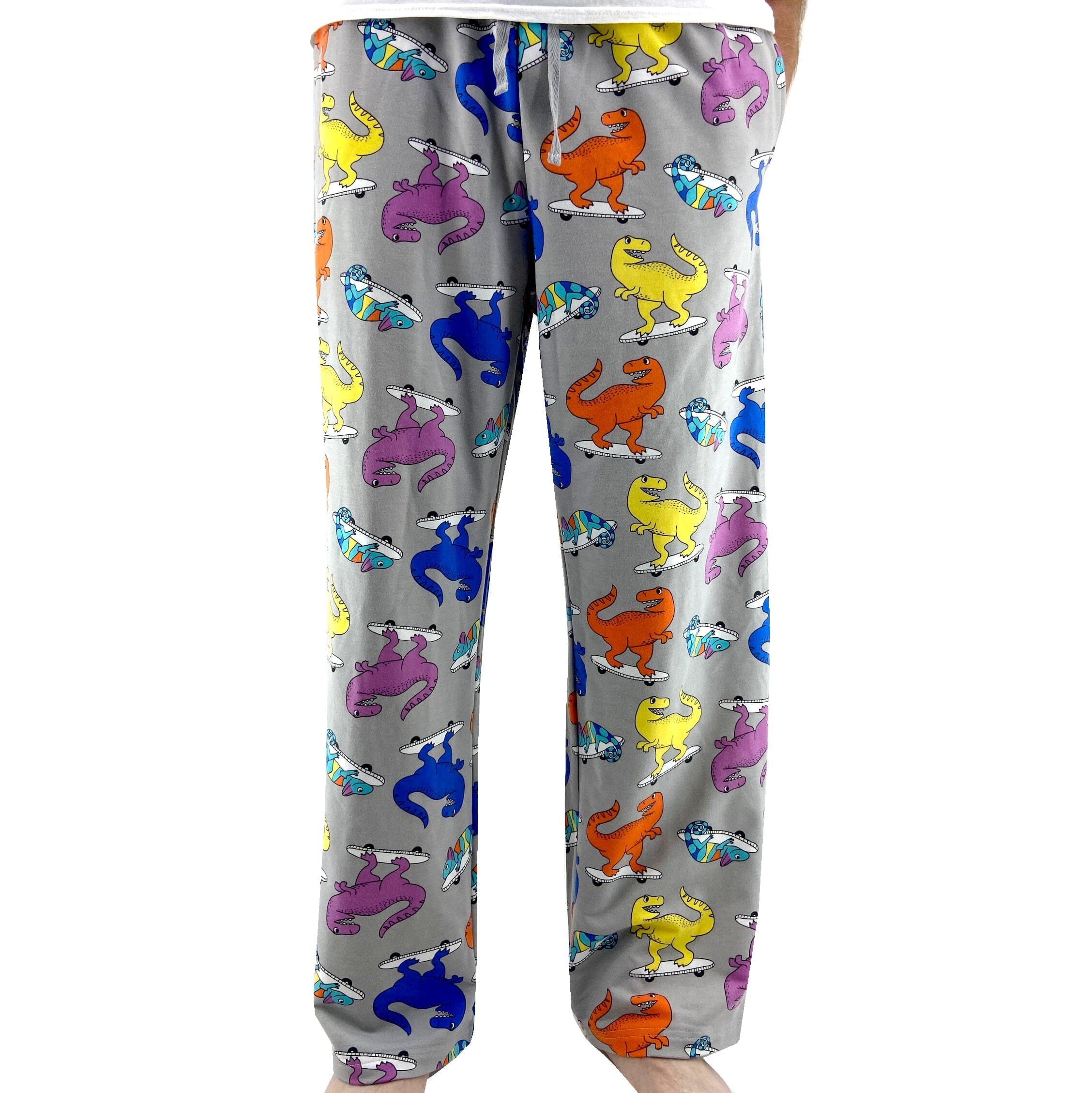Men's Skateboarding T-Rex Dinosaur Print Cotton Knit Pyjama PJ Bottoms