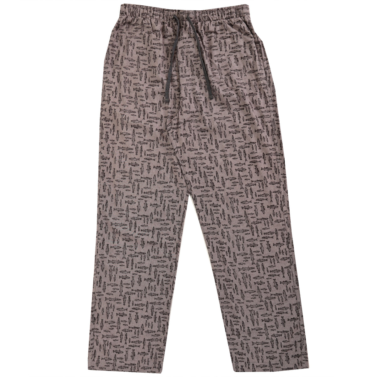 Men's Cotton Fishing Themed Fish All Over Print Flannel Pajama Pants
