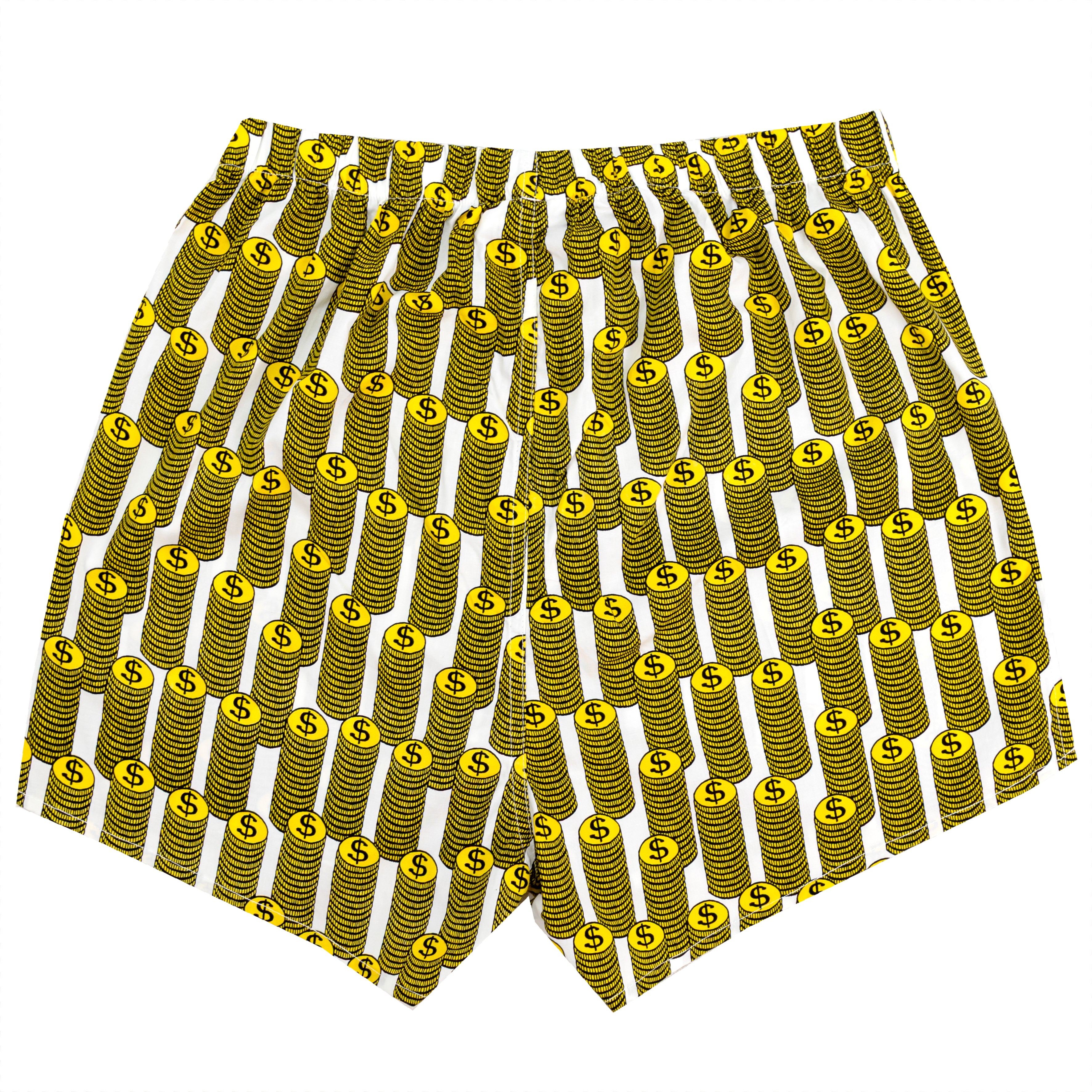 Men's Money Stacked Gold Coins Cash All Over Print Cotton Boxer Shorts