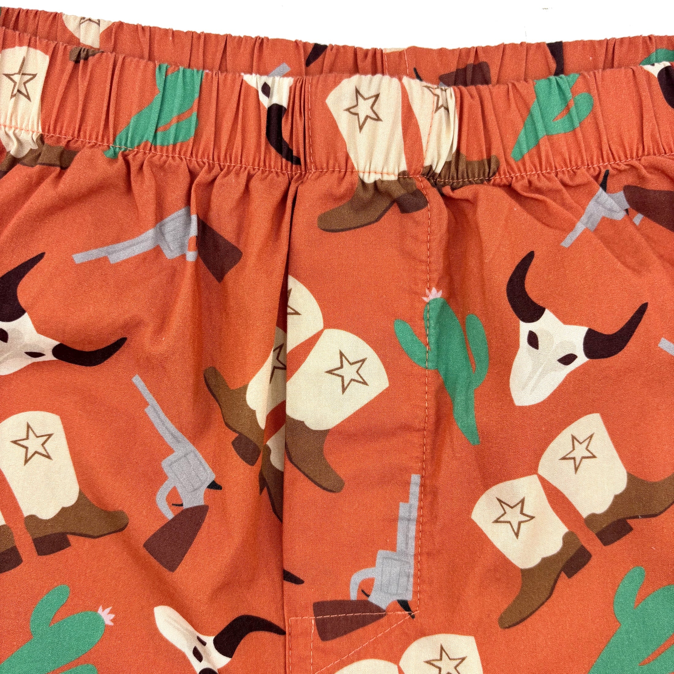 Mens Texas Themed Western Icons Cowboy Boots Patterned Boxer Shorts