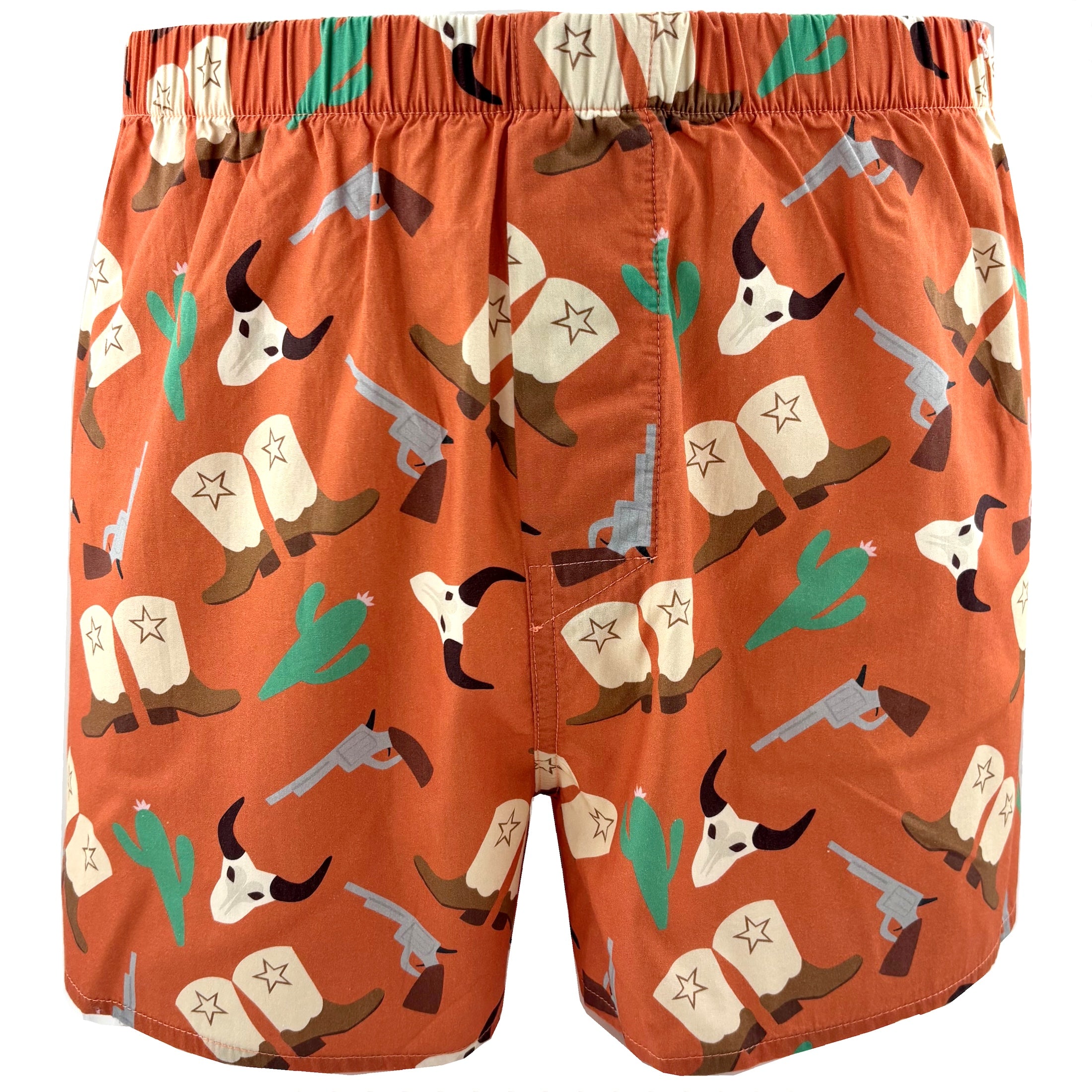 Mens Texas Themed Western Icons Cowboy Boots Patterned Boxer Shorts