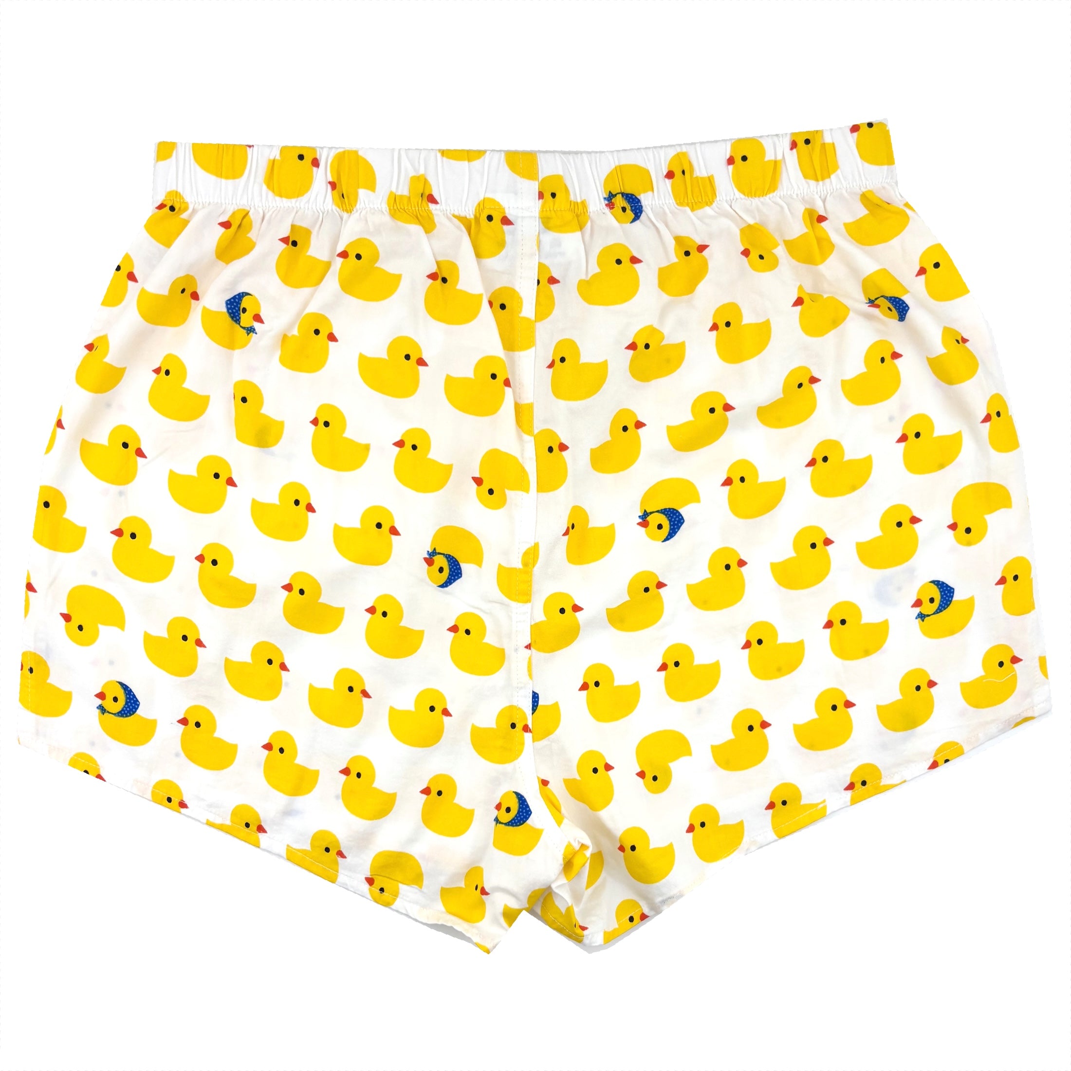 Mens Bright Yellow Rubber Ducky Patterned Cotton Boxer Shorts in White