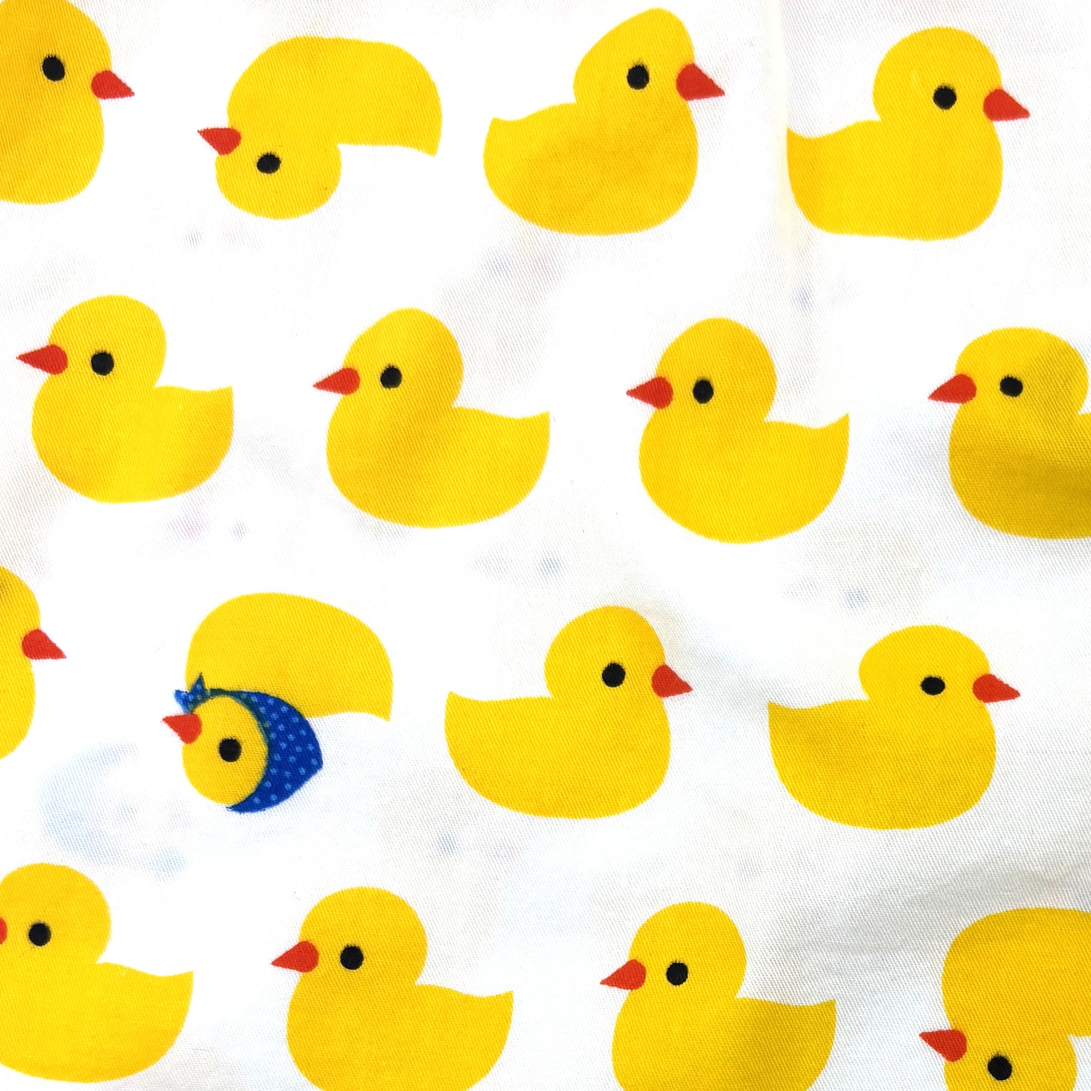 Mens Bright Yellow Rubber Ducky Patterned Cotton Boxer Shorts in White