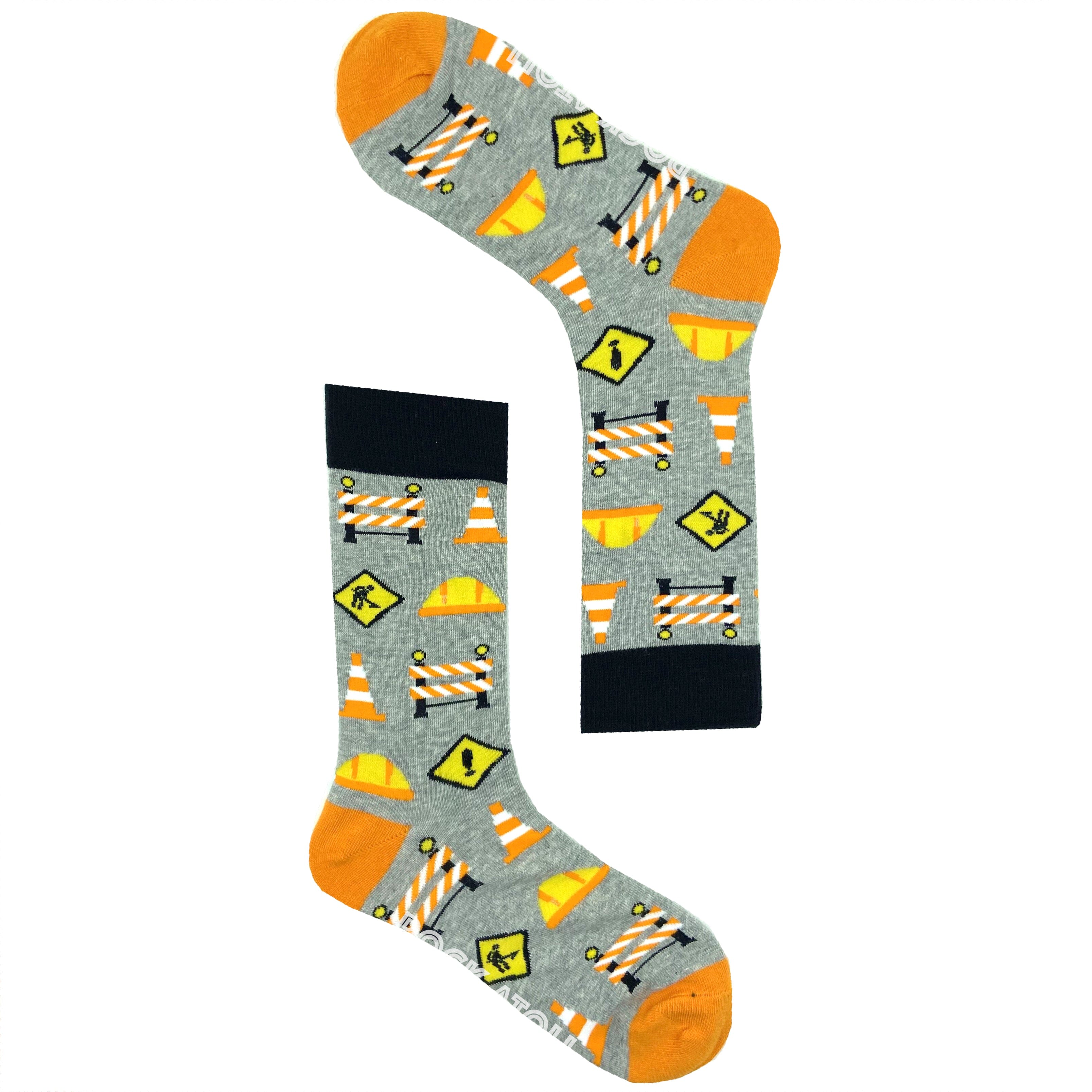 Unisex Highway Maintenance Road Construction Themed Novelty Crew Socks
