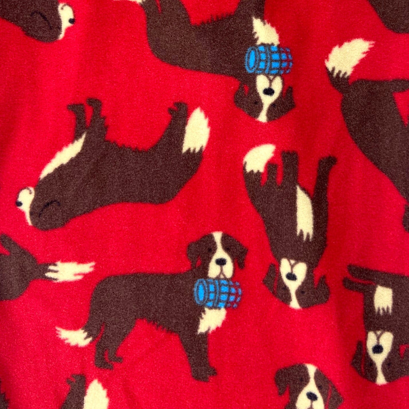 Men Dog Lovers Saint Bernard Patterned Soft Warm Fleece Pajama Bottoms