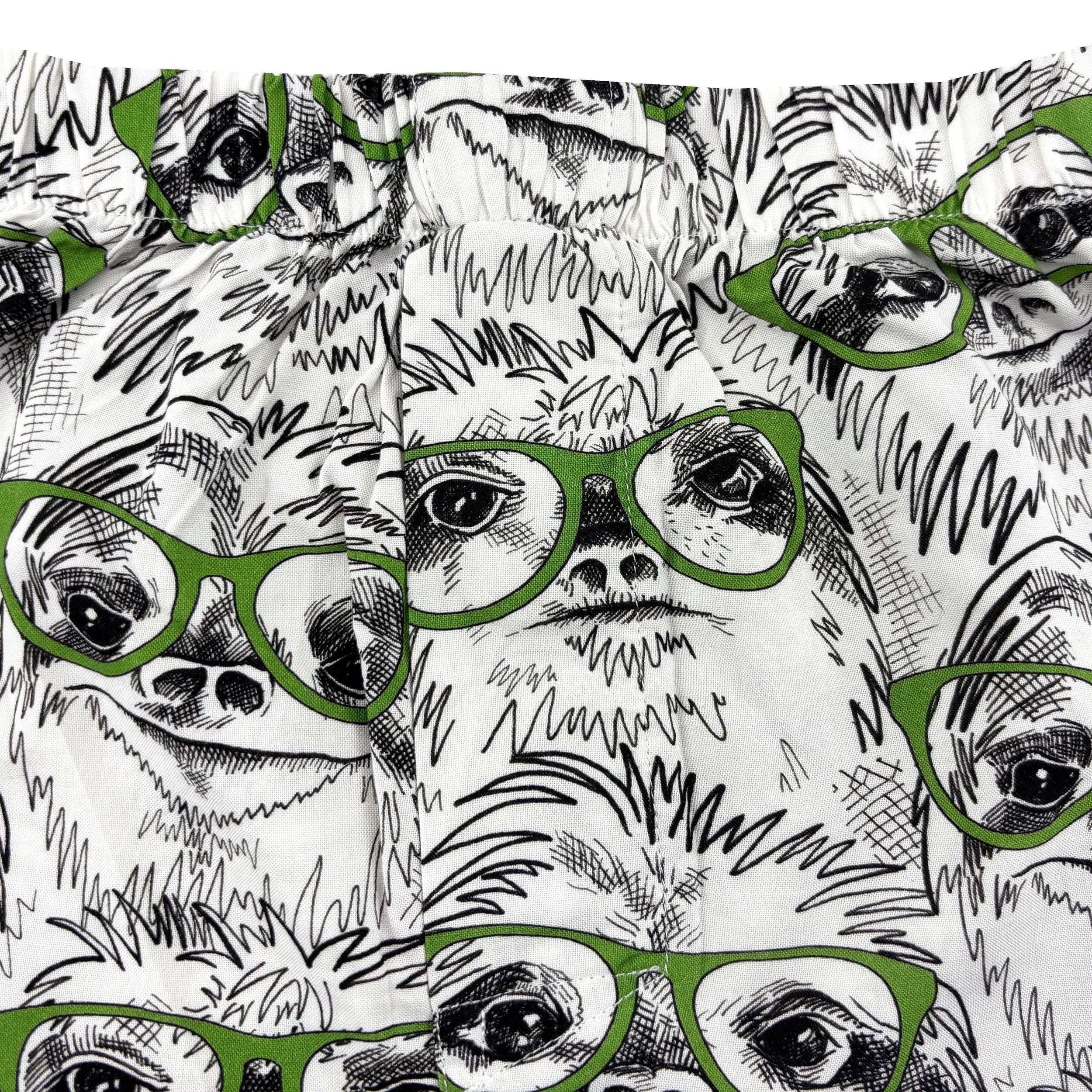 Men's White Comfy Cotton Novelty Print Sloth Patterned Boxer Shorts