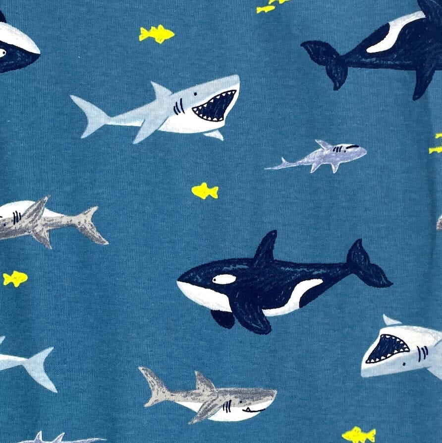 Men's Sharks Killer Whales & Orca Patterned Long Cotton Pajama Bottoms