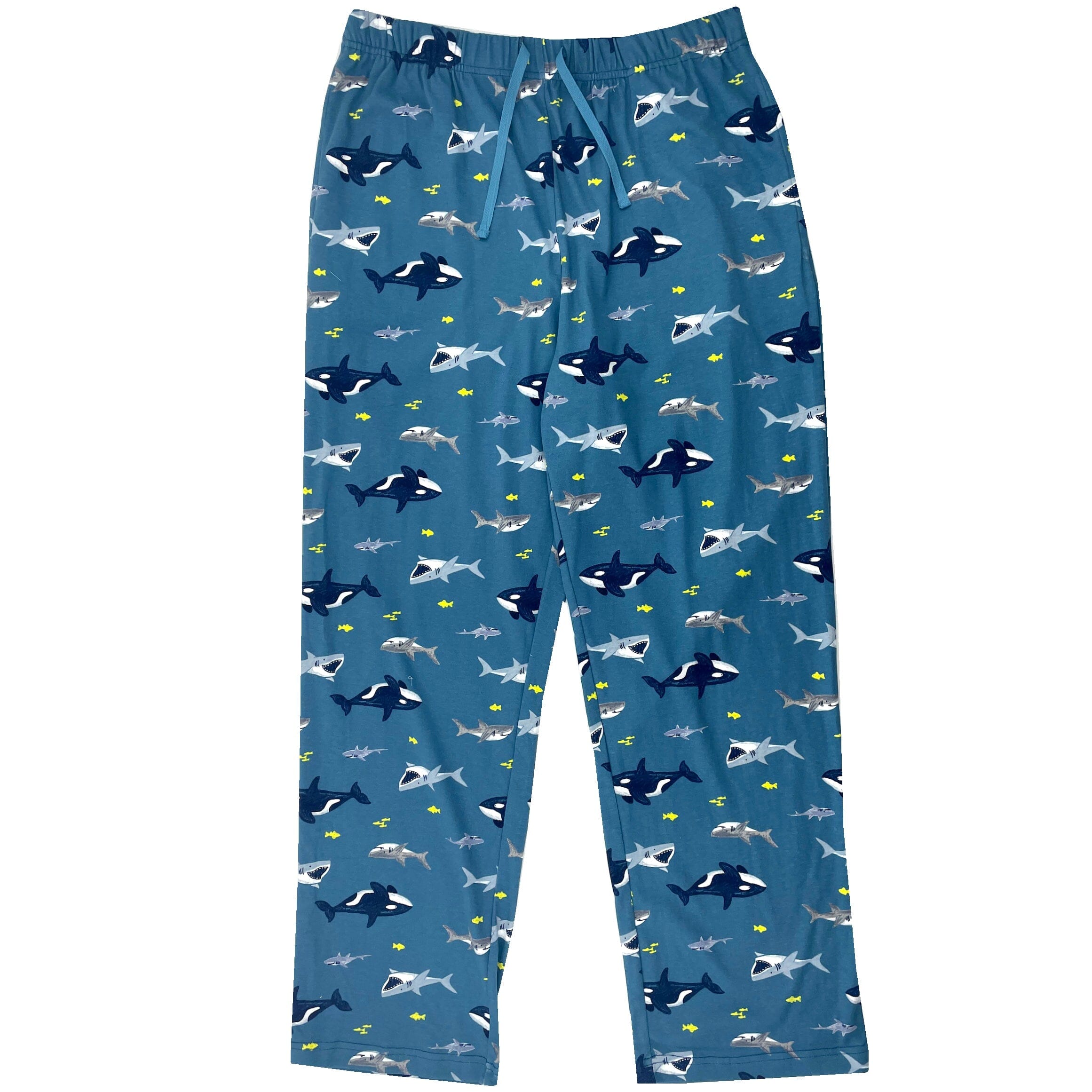 Men's Sharks Killer Whales & Orca Patterned Long Cotton Pajama Bottoms