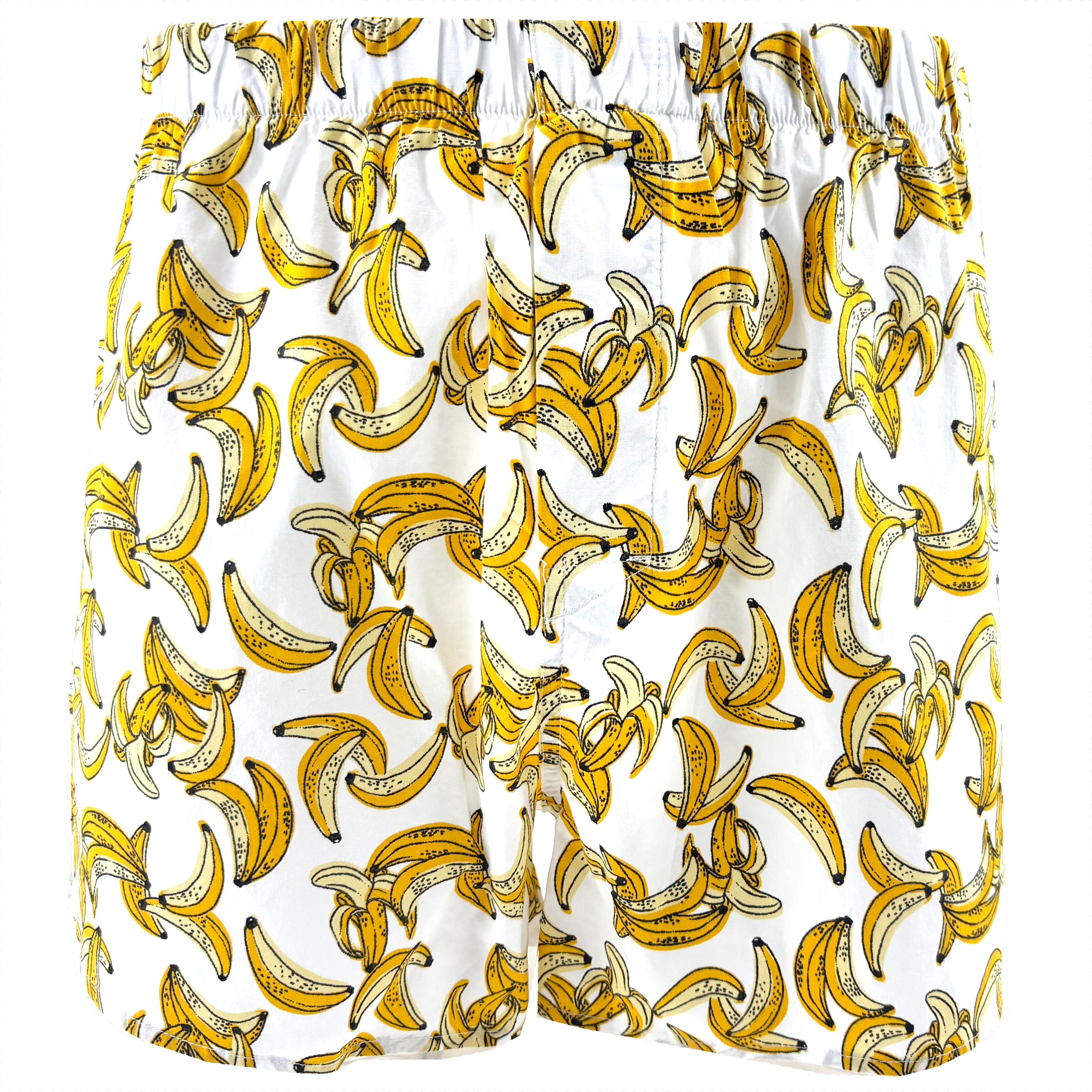Men's Tropical Fruit Food Themed Banana Print Boxer Shorts in White