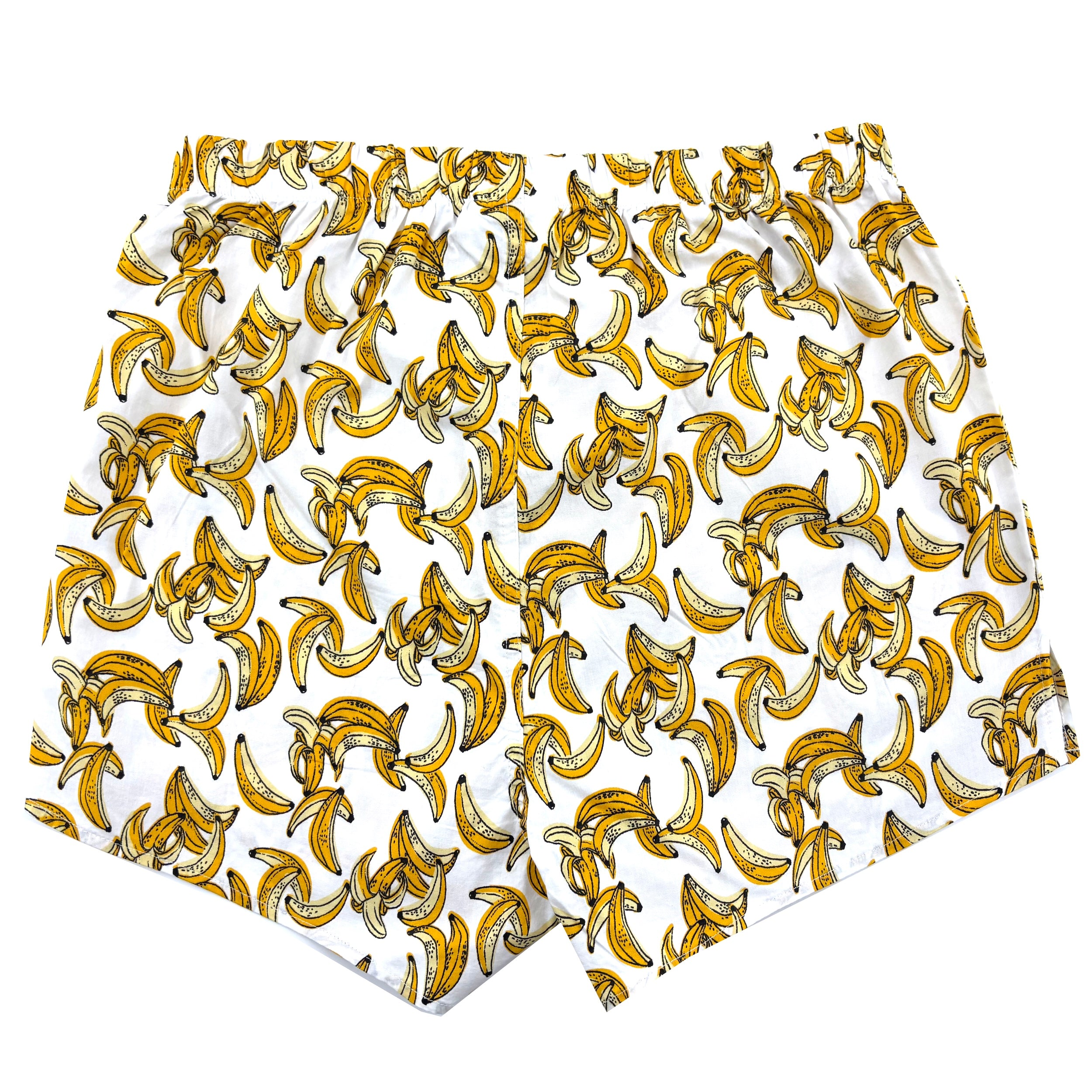 Men's Tropical Fruit Food Themed Banana Print Boxer Shorts in White