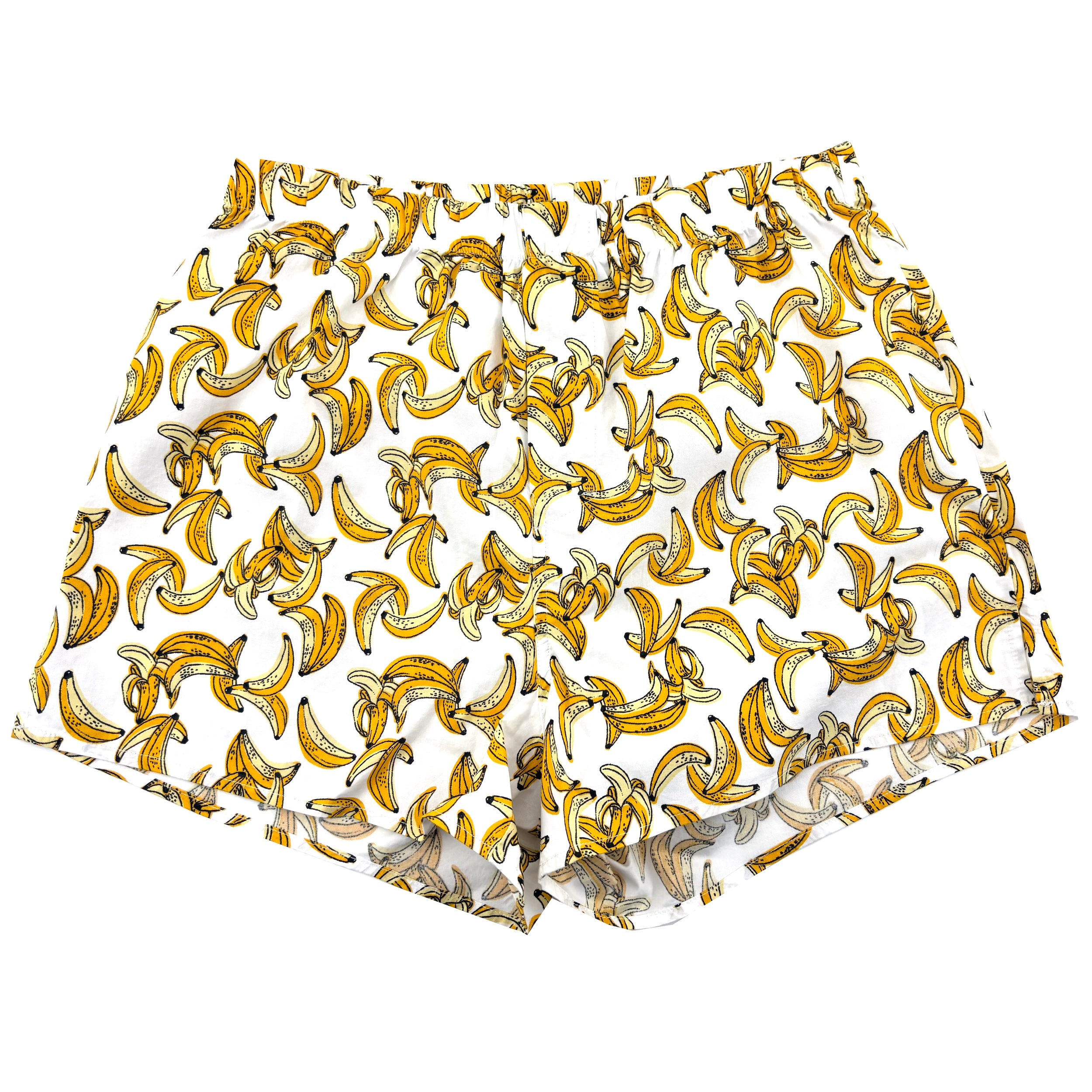 Men's Tropical Fruit Food Themed Banana Print Boxer Shorts in White