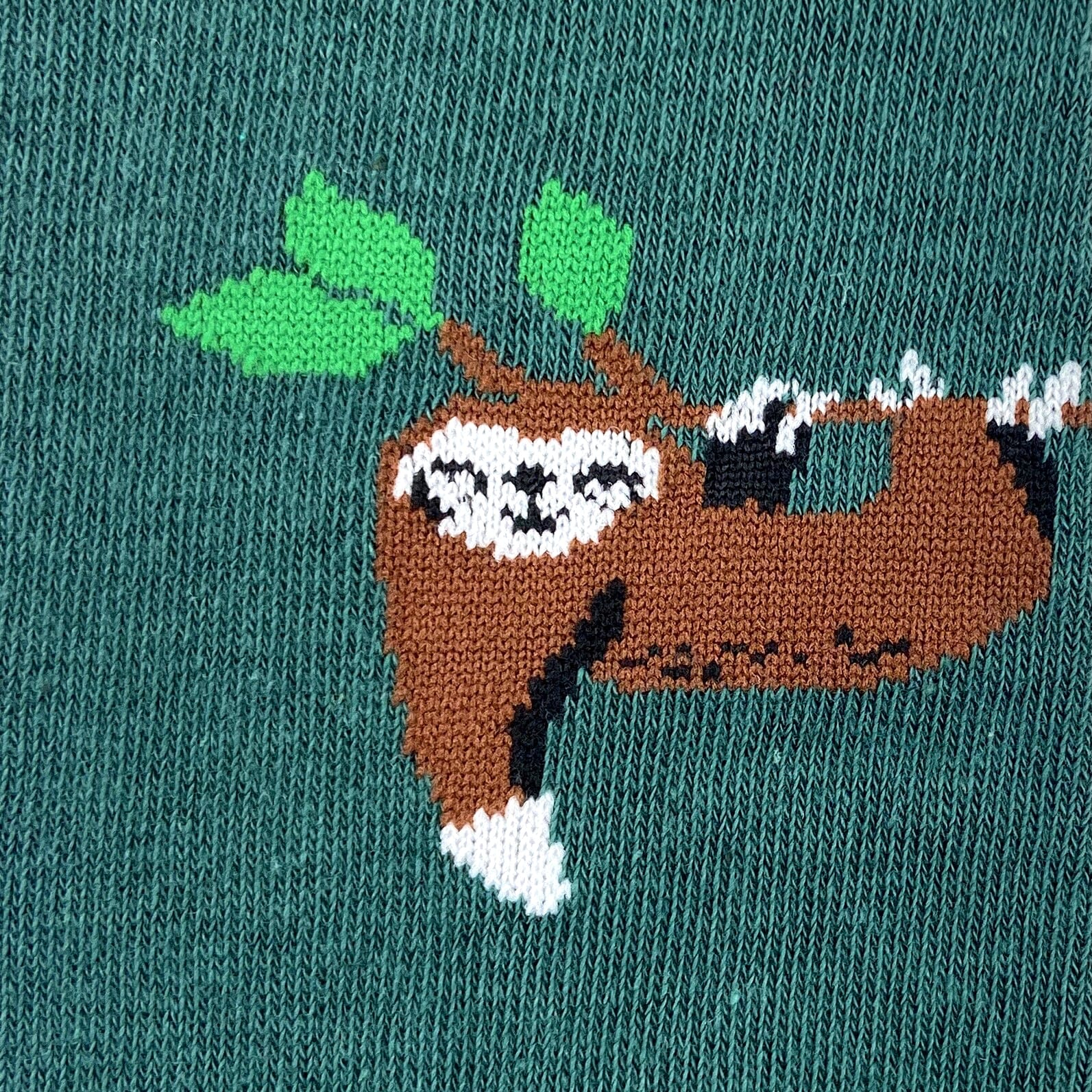 Forest Green Sleepy Dangling Sloth Patterned Unisex Cute Novelty Socks