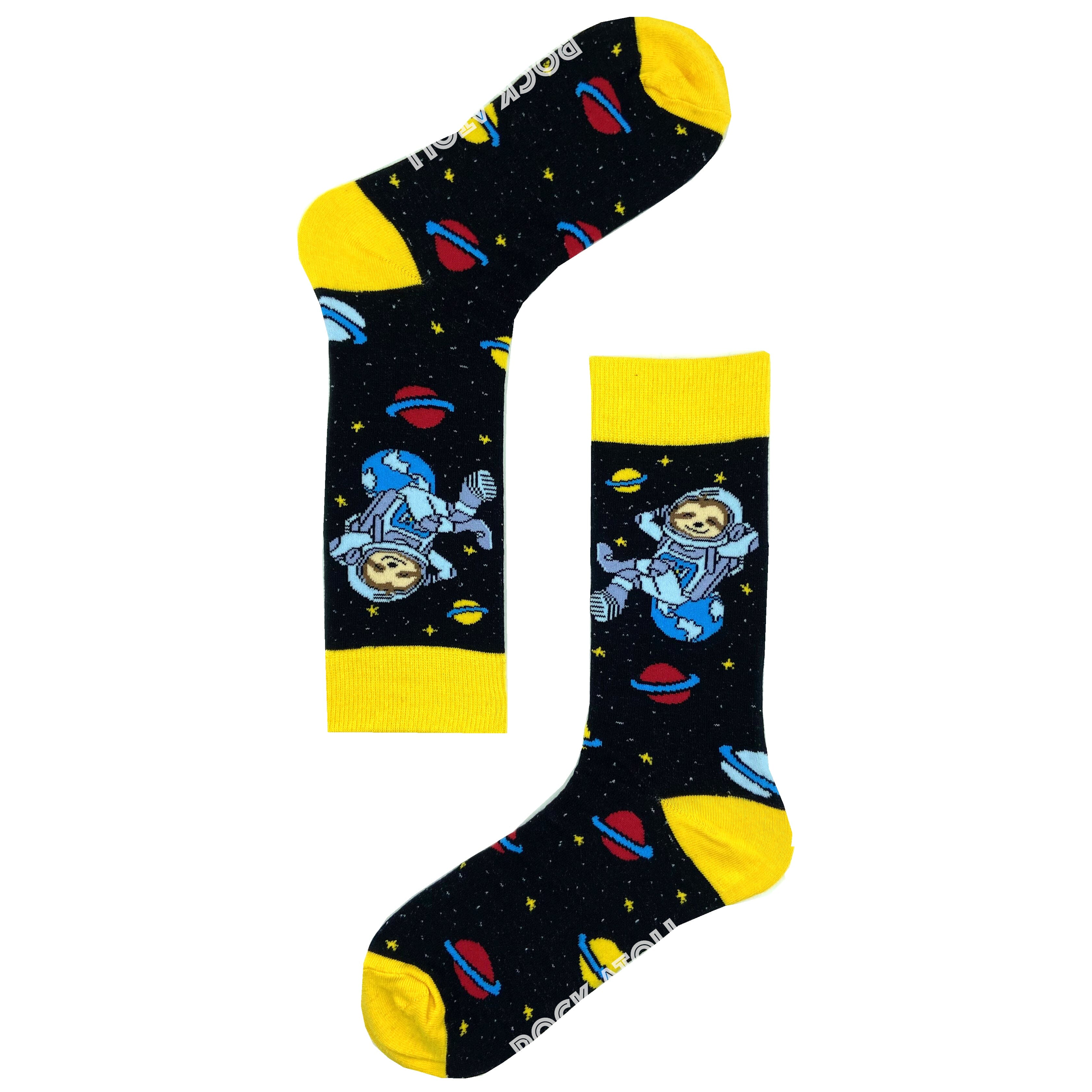 Sloth Astronaut Chilling In Outer Space Patterned Unisex Novelty Socks