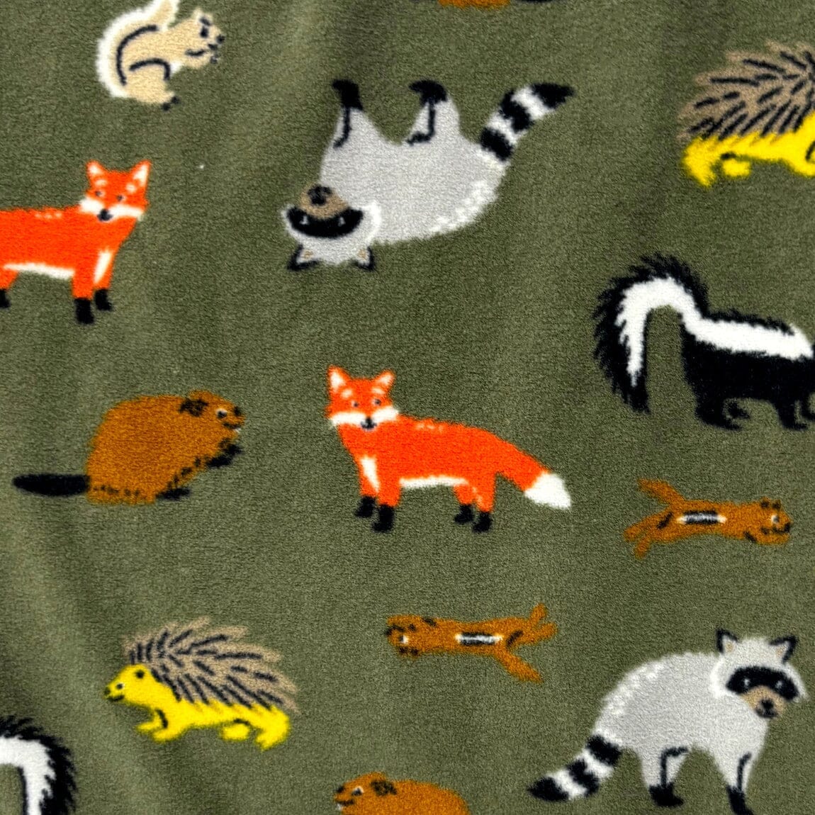 Woodland Creatures Fox Raccoon Beaver Skunk All Over Print PJ Pants