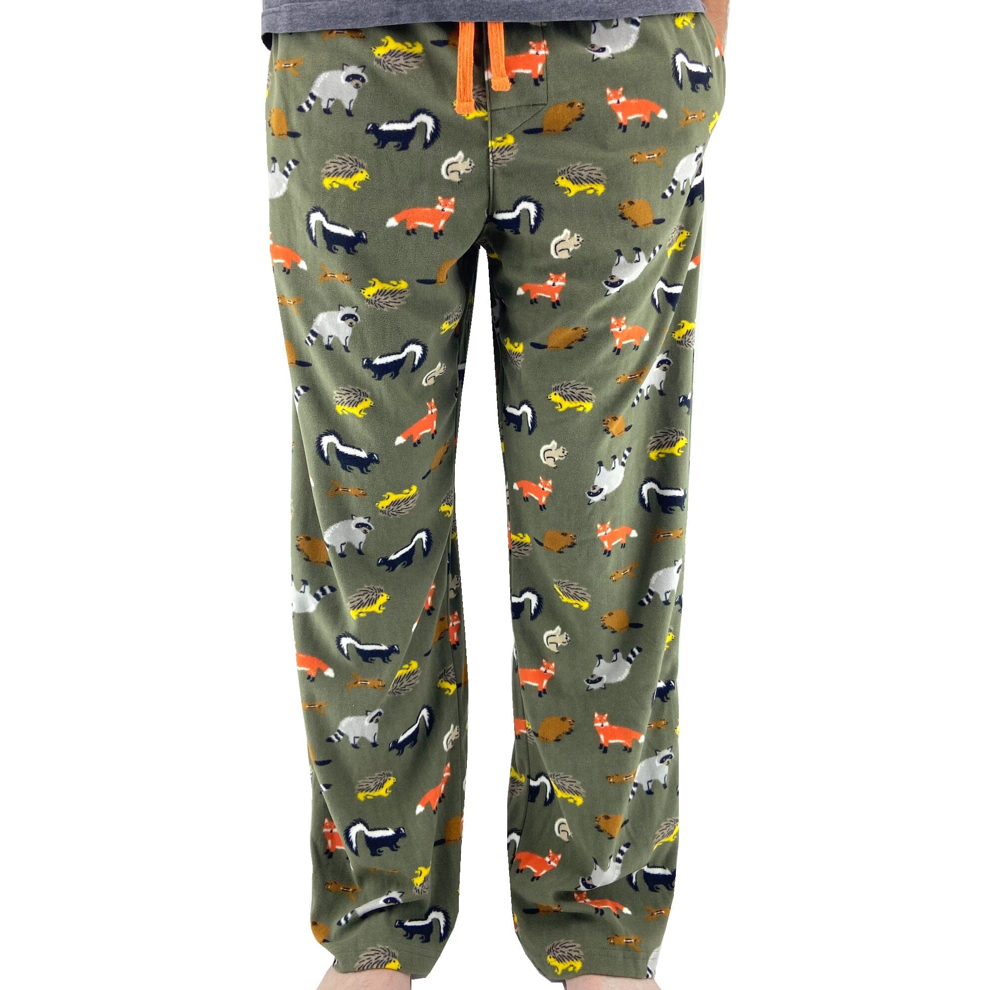 Woodland Creatures Fox Raccoon Beaver Skunk All Over Print PJ Pants
