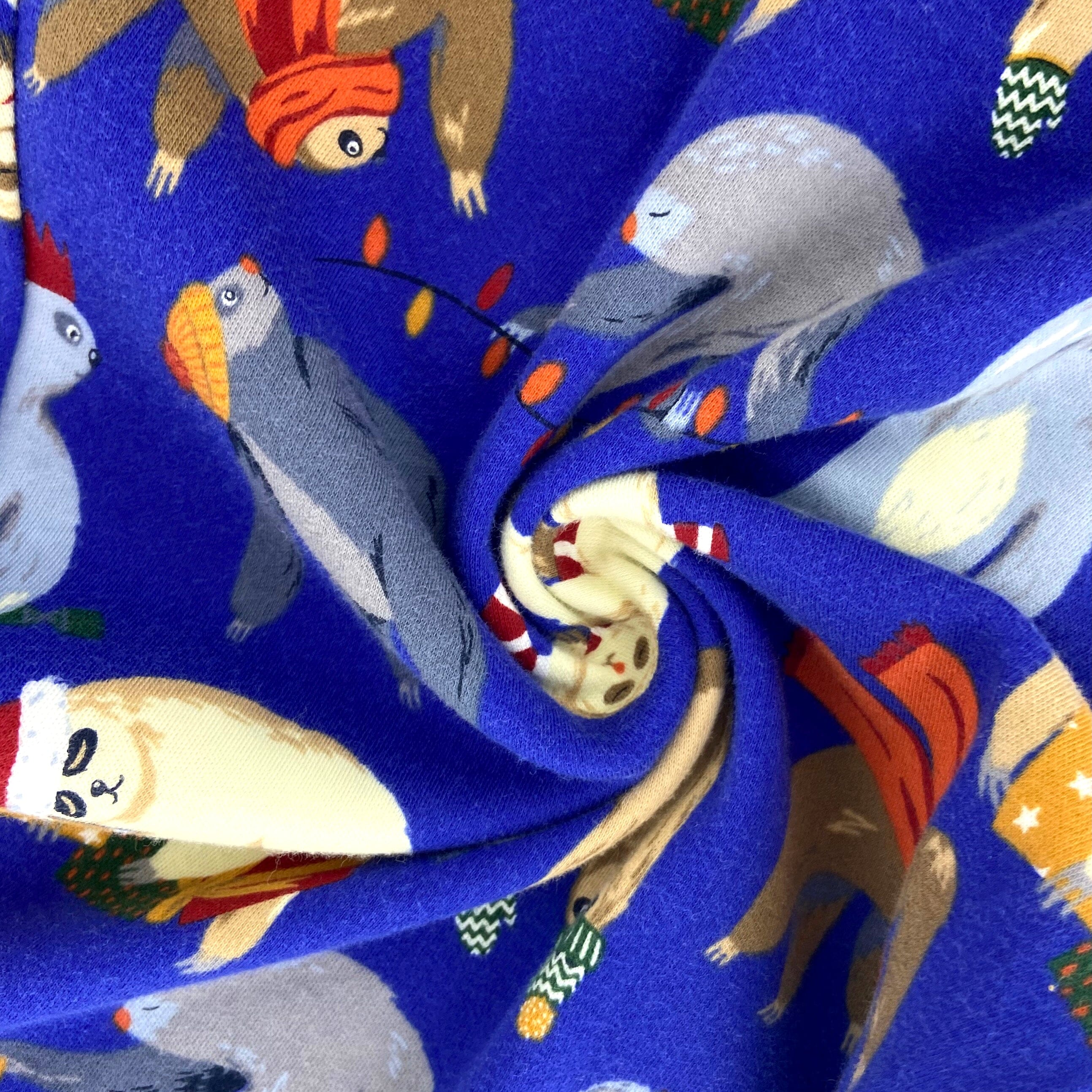 Super Soft Sleepy Christmas Sloth Print Long Cotton Knit Pajama Pants