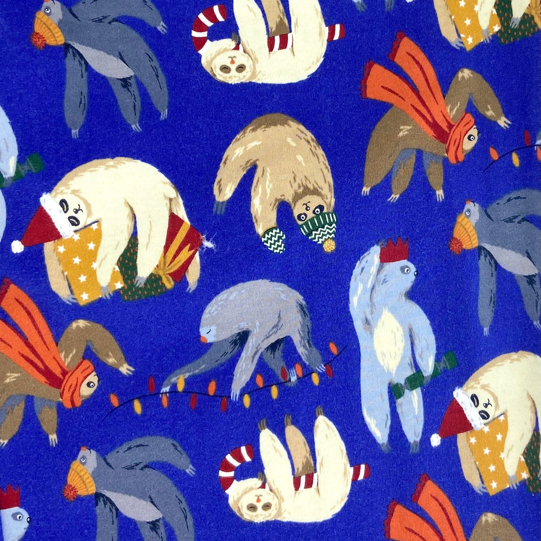 Super Soft Sleepy Christmas Sloth Print Long Cotton Knit Pajama Pants