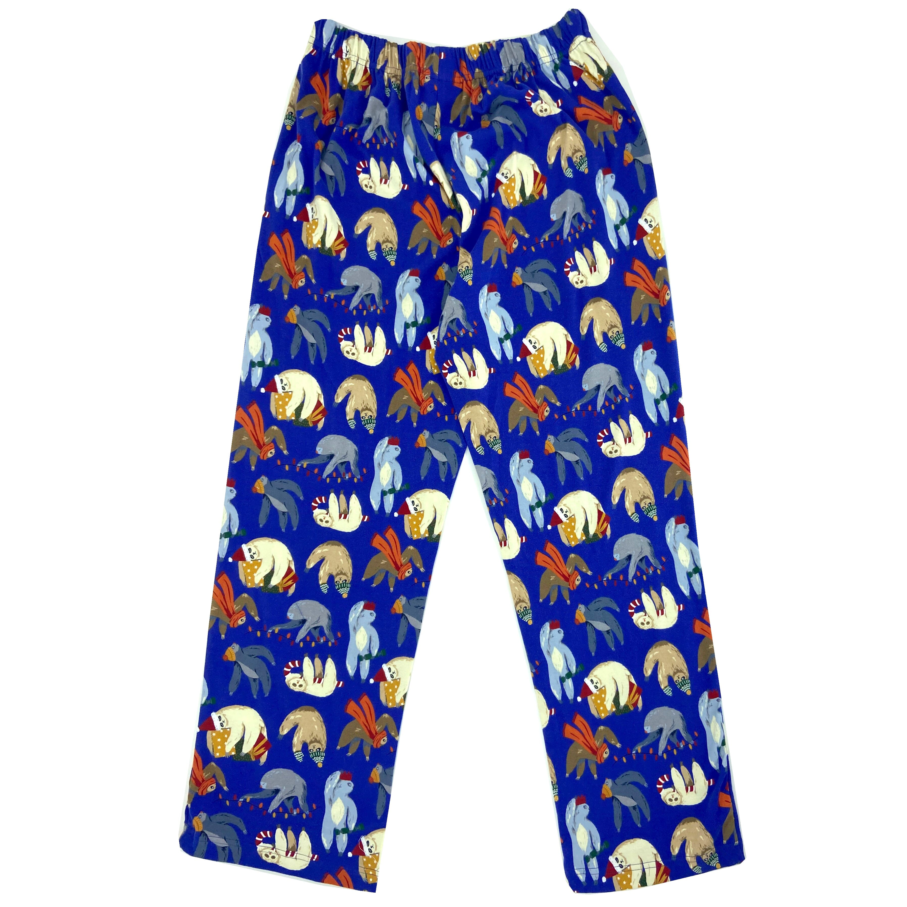 Super Soft Sleepy Christmas Sloth Print Long Cotton Knit Pajama Pants