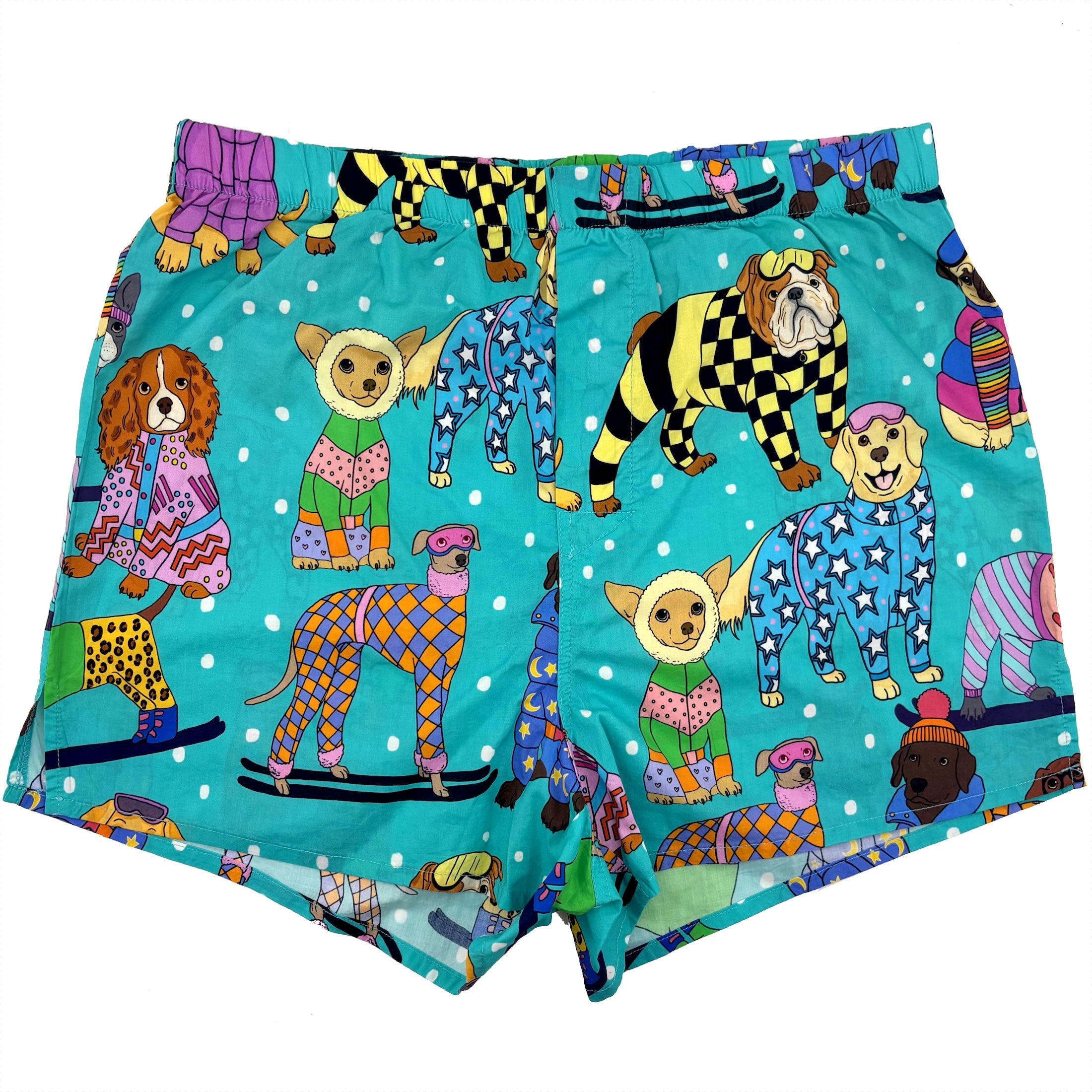 Men's Snowboarding Pups and Dogs Patterned Cotton Boxer Shorts Undies