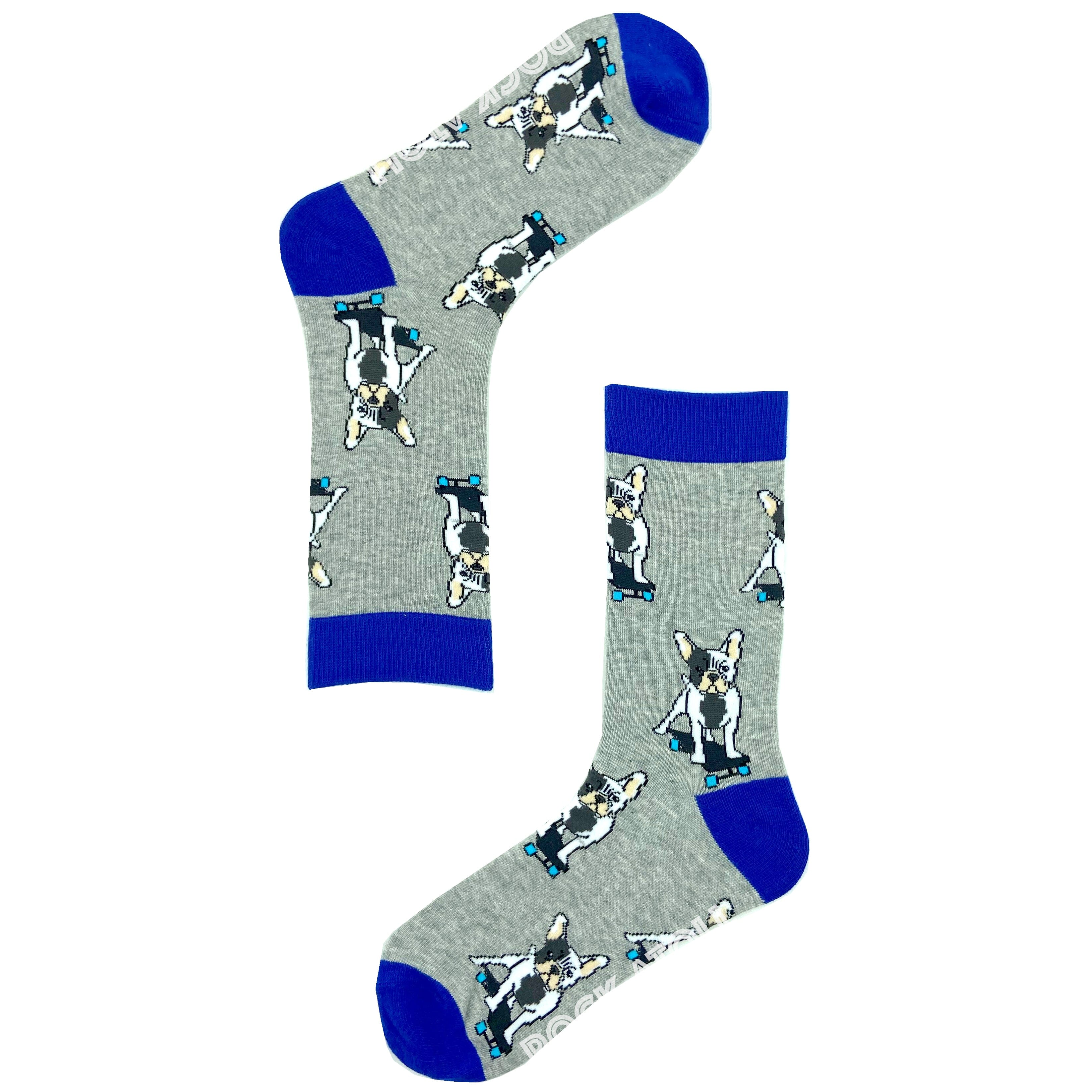 Adorable French Bulldogs on Skateboards Print Unisex Novelty Socks