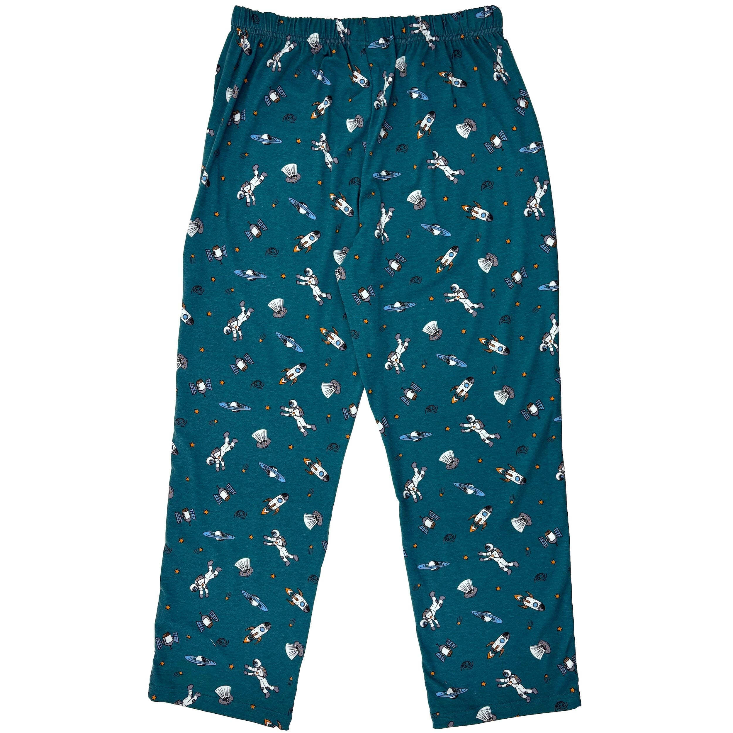 Men's Outer Space Inspired Saturn Print Jersey Knit Long Pyjama Pants