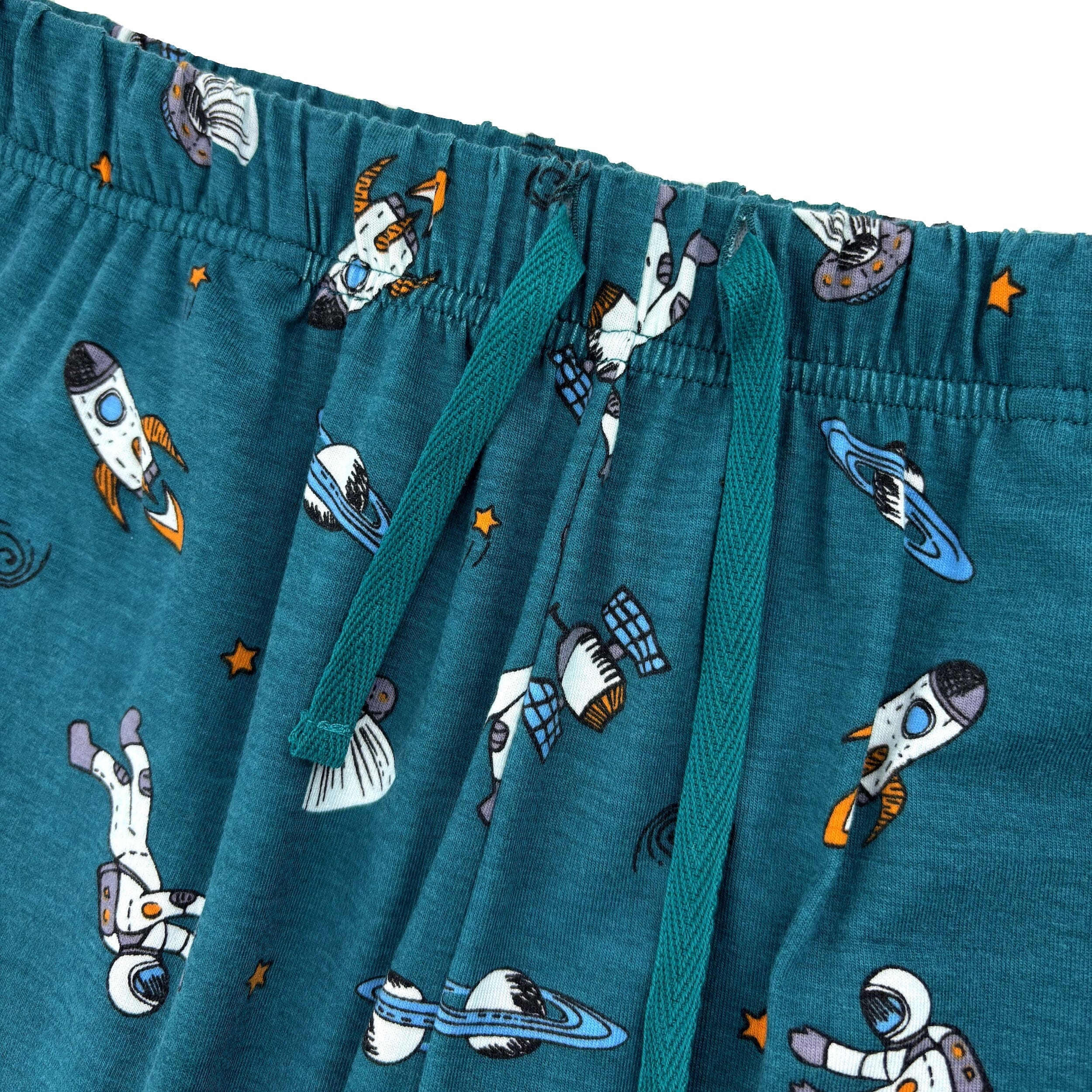 Men's Outer Space Inspired Saturn Print Jersey Knit Long Pyjama Pants