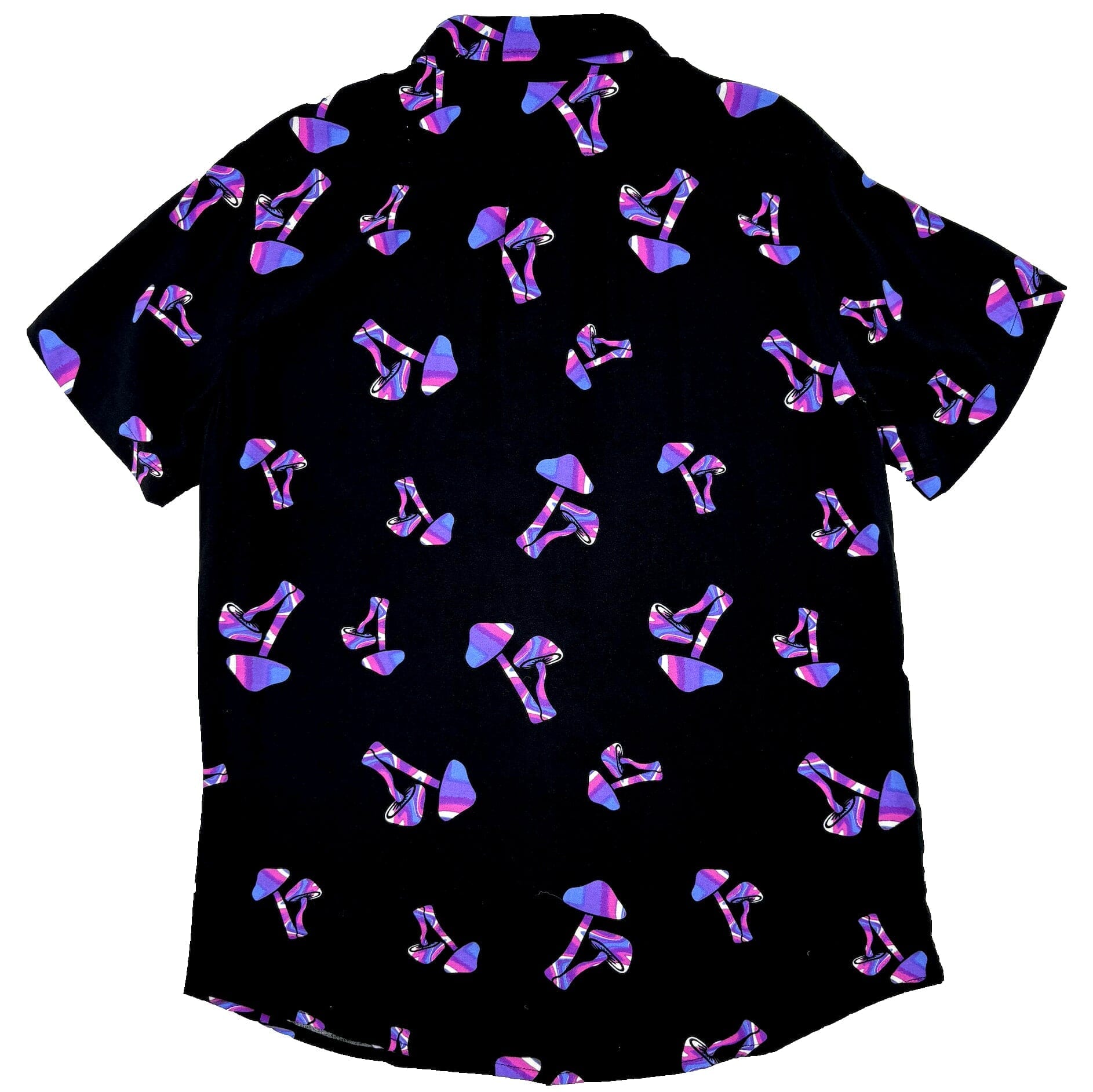 Mens Funky Psychedelic Fungi Mushroom Print Button Down Hawaiian Shirt