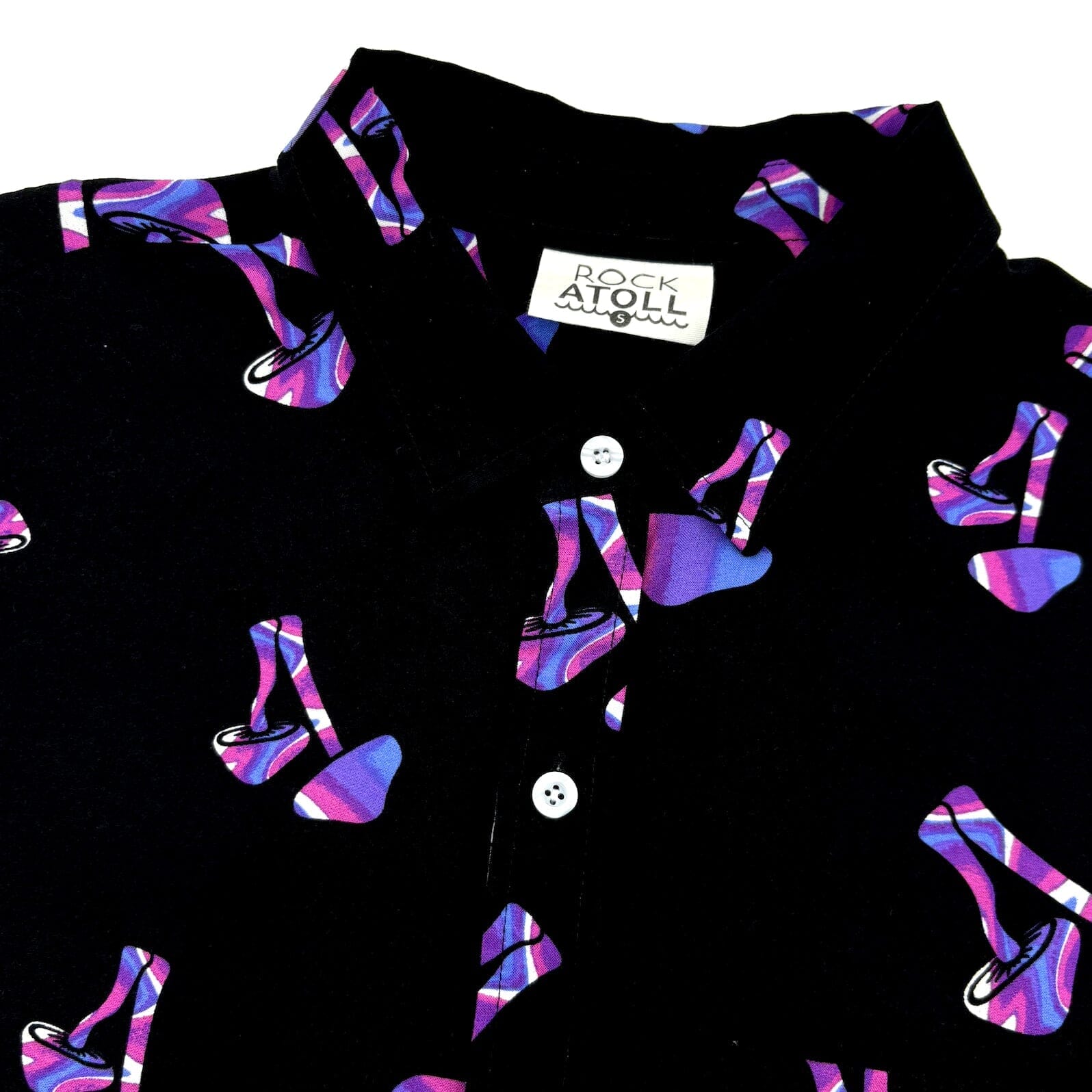 Mens Funky Psychedelic Fungi Mushroom Print Button Down Hawaiian Shirt