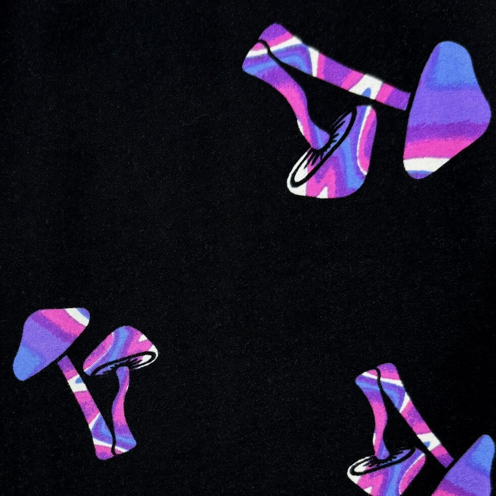 Mens Funky Psychedelic Fungi Mushroom Print Button Down Hawaiian Shirt