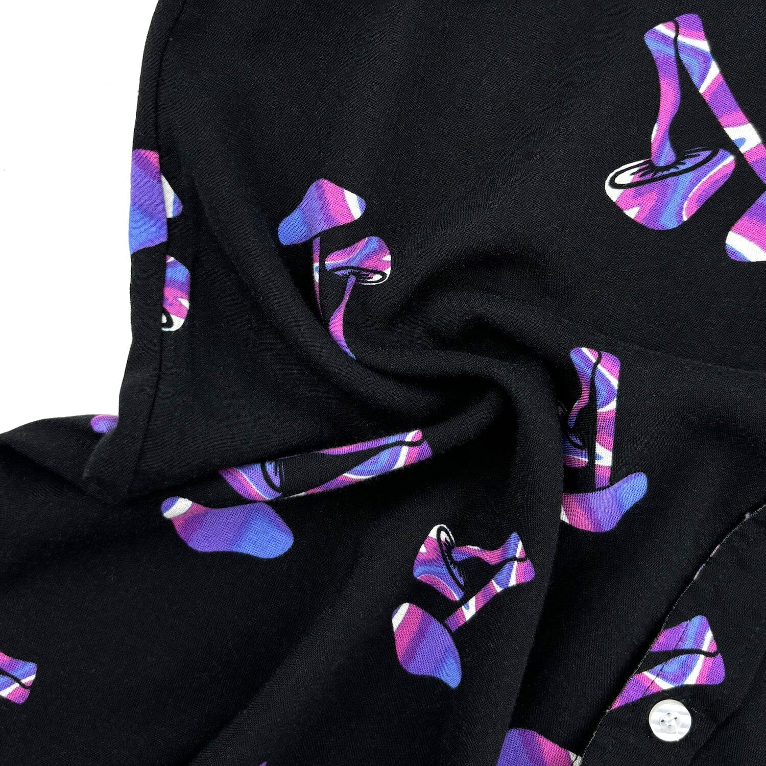 Mens Funky Psychedelic Fungi Mushroom Print Button Down Hawaiian Shirt