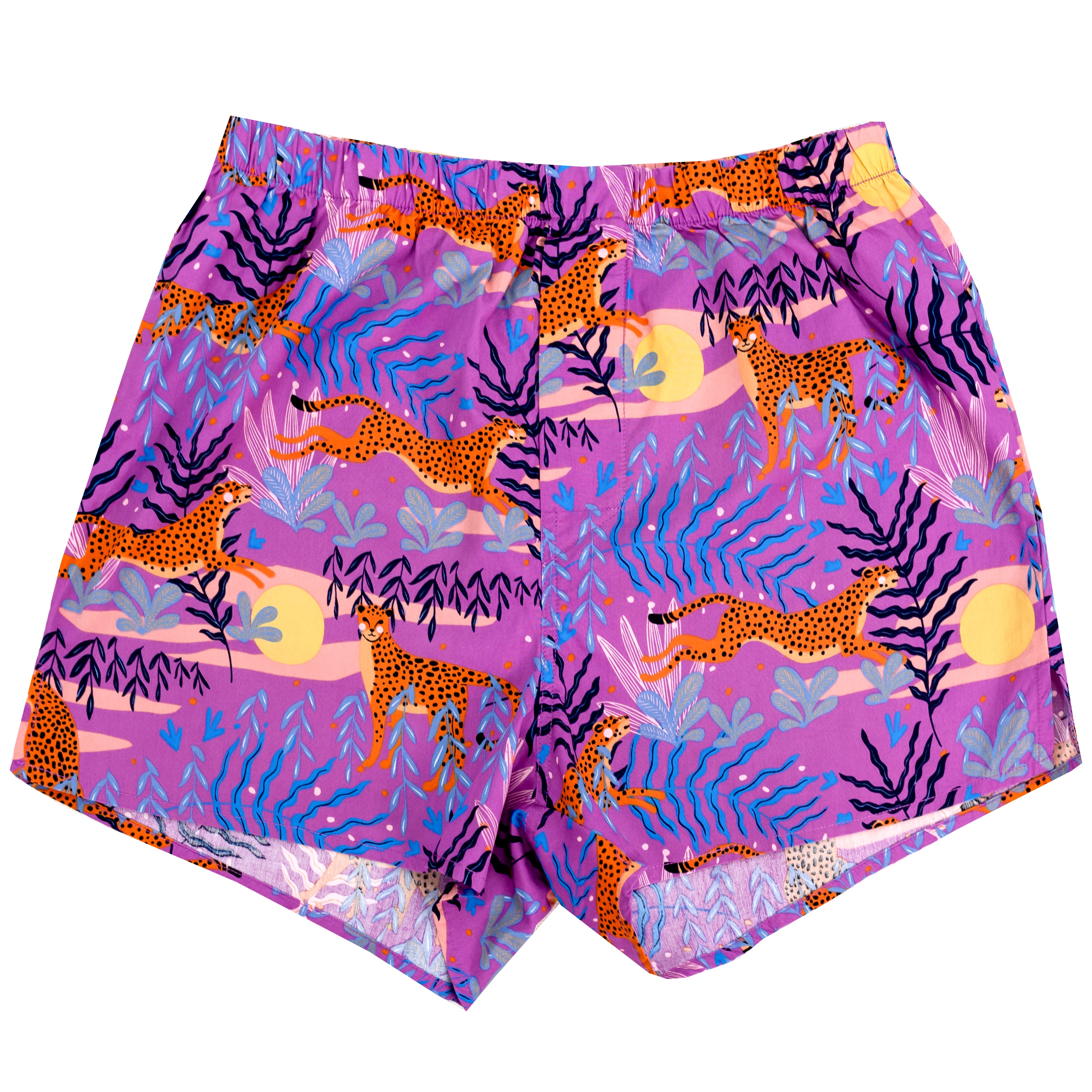 Men's Floral Tiger Faces All Over Print Breathable Cotton Boxer Shorts