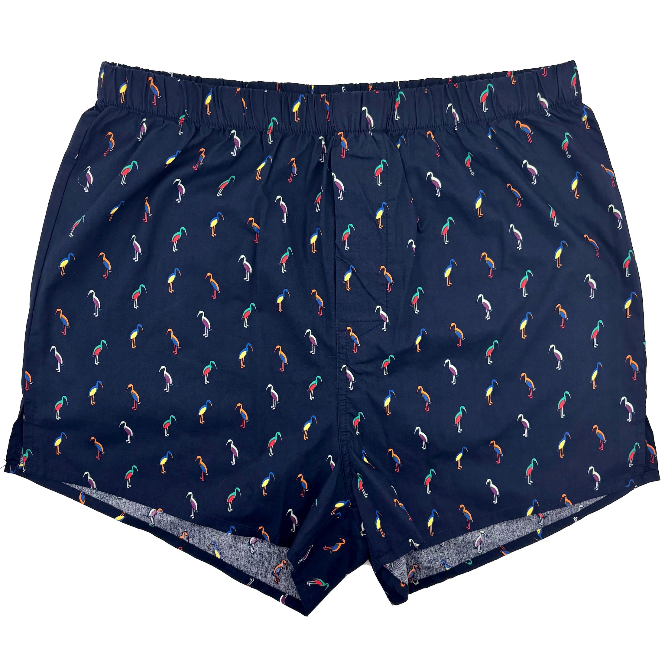 Men's Classy Stork Bird All Over Print Cotton Boxer Shorts in Navy