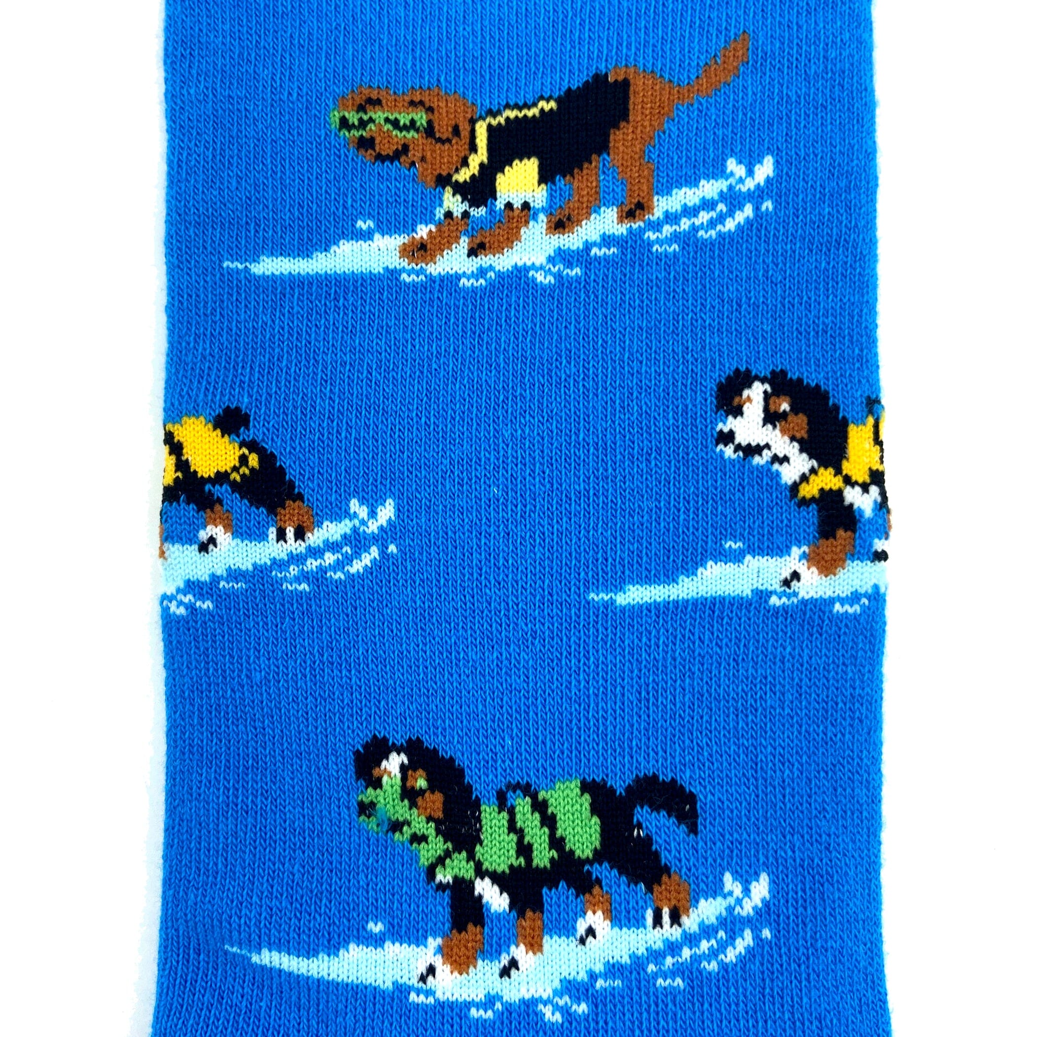 Unisex Bright Blue Surfing Dogs Patterned Dog Lover Novelty Socks