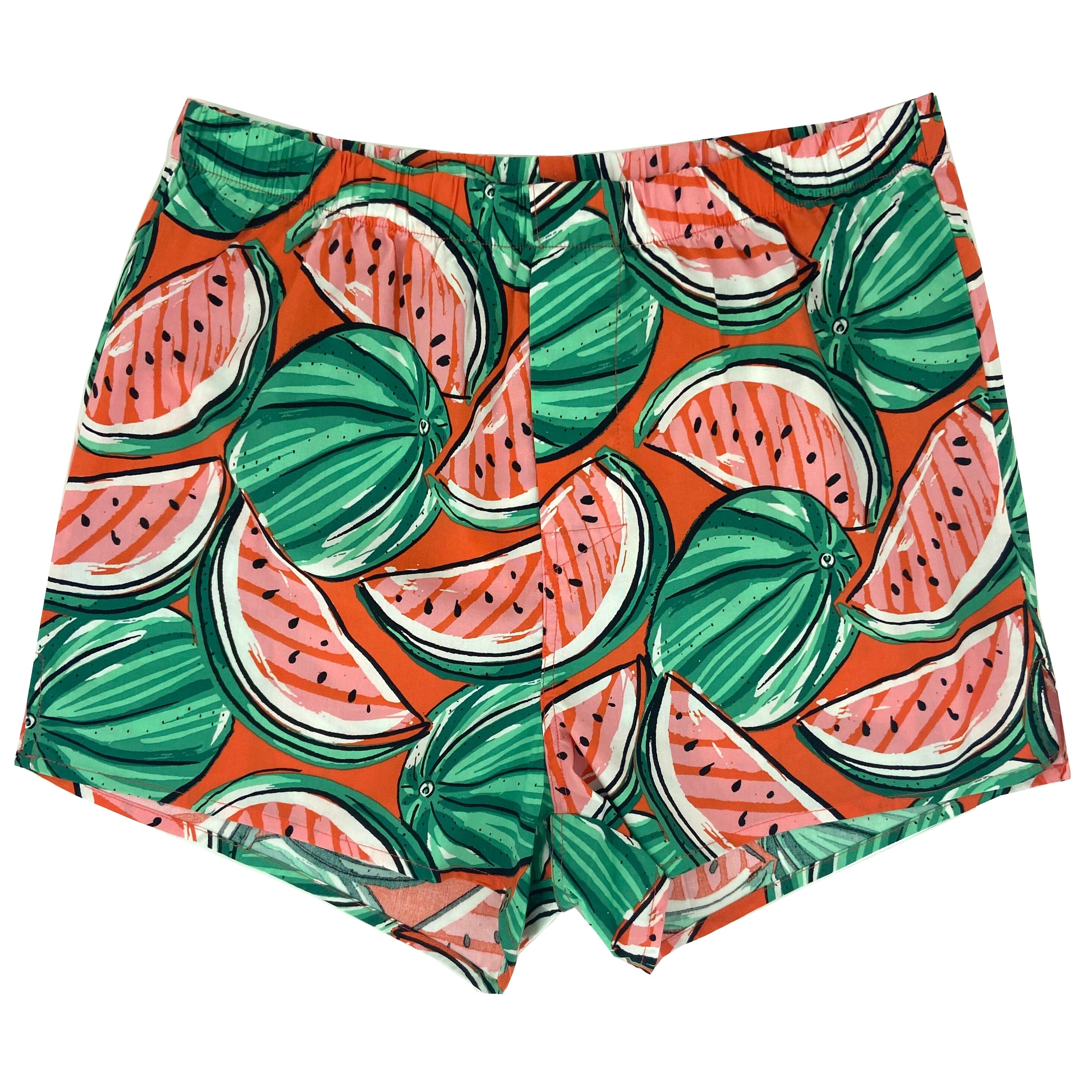 Men's Bright Red Fruity Watermelon All Over Print Cotton Boxer Shorts