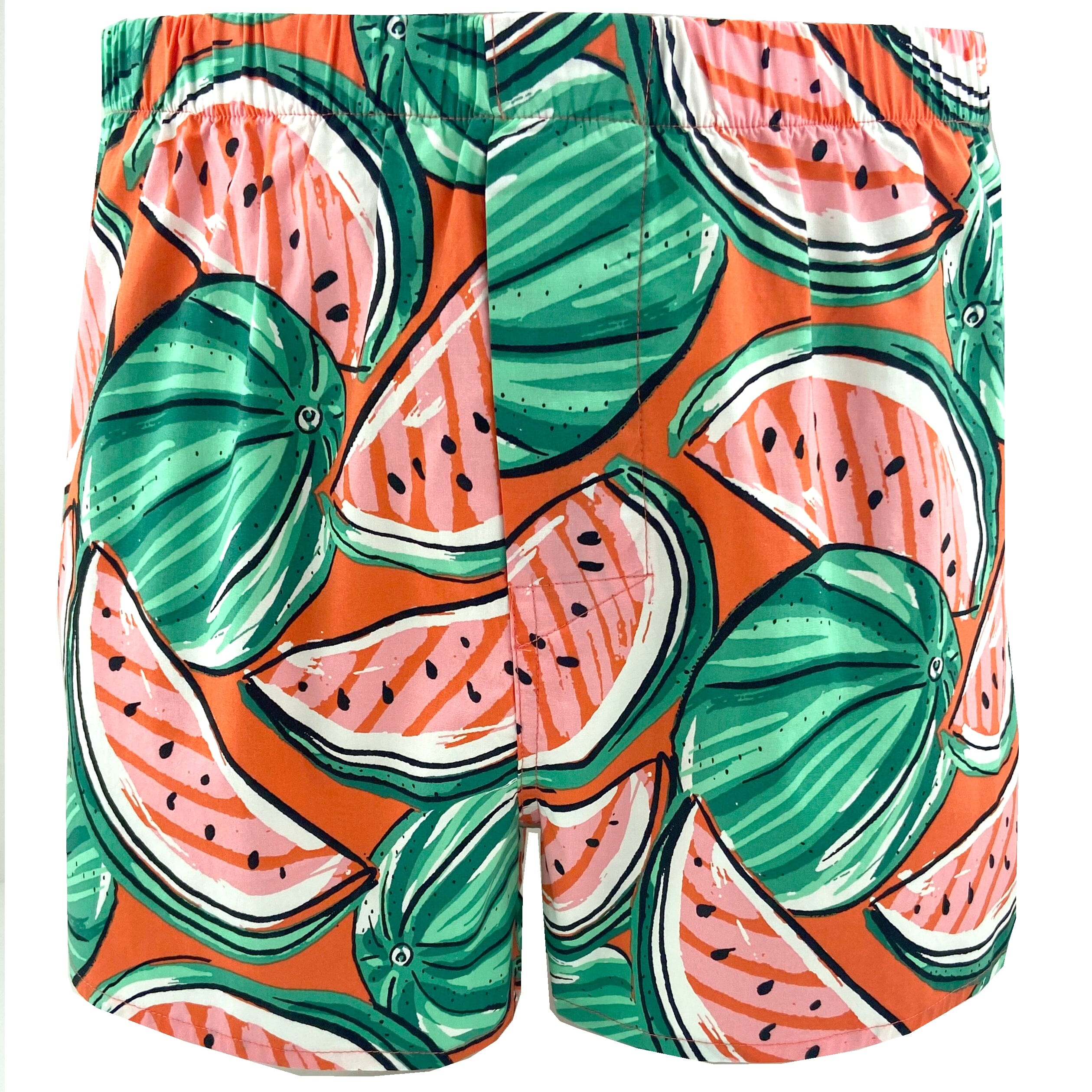 Men's Bright Red Fruity Watermelon All Over Print Cotton Boxer Shorts